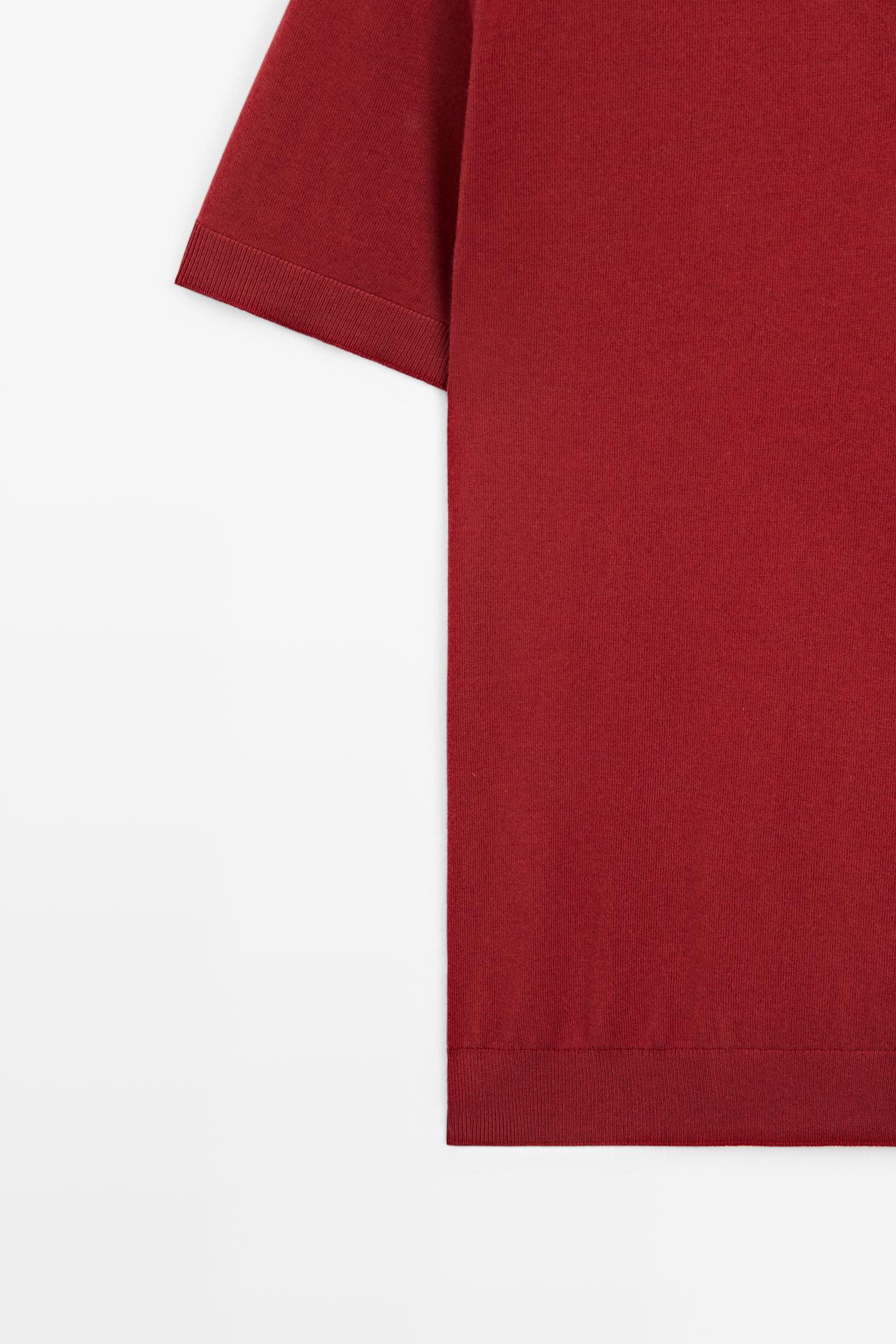 100% cotton knit short sleeve polo shirt — DARK PINK