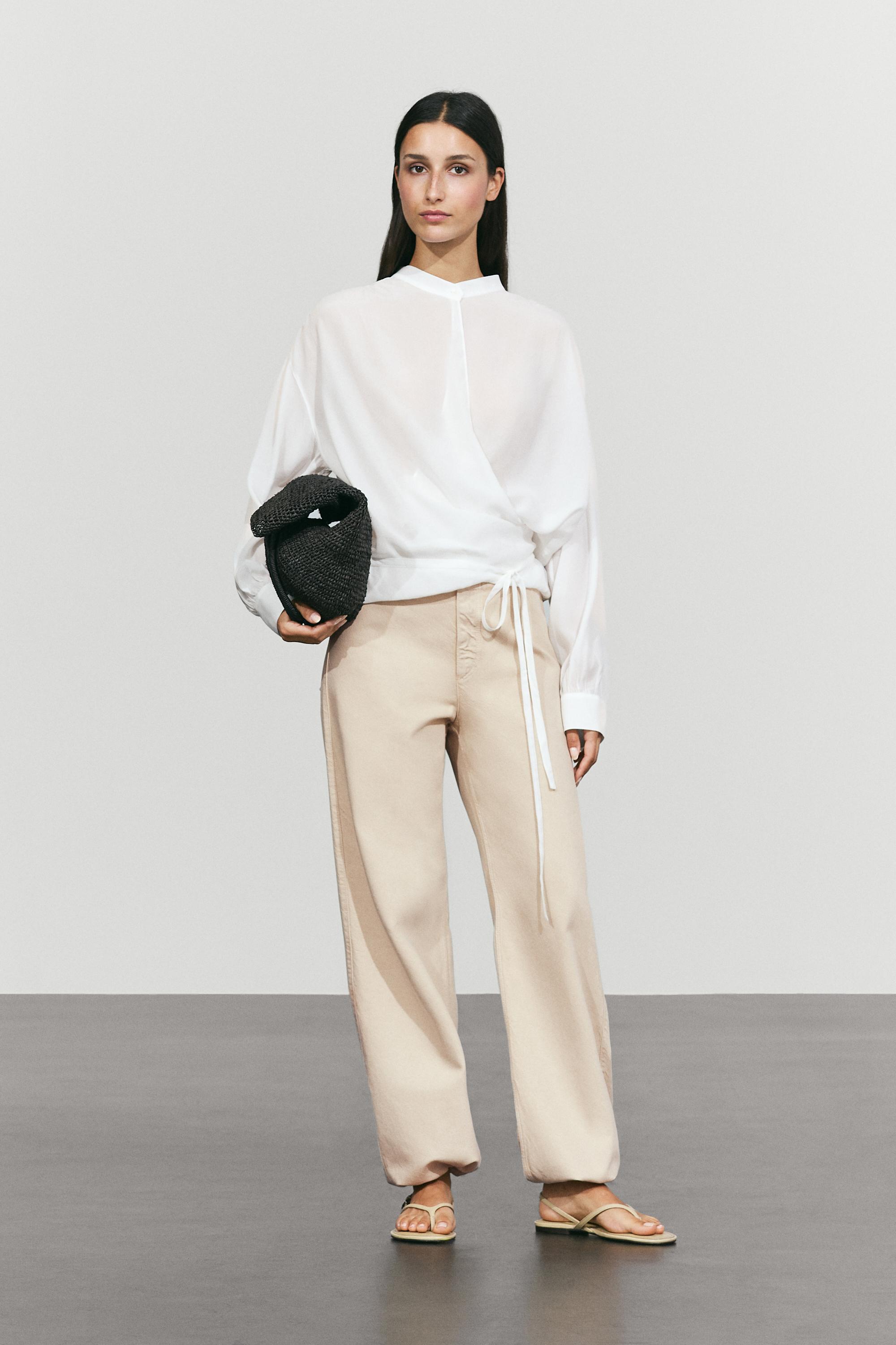 Flowing wrap blouse — CREAM