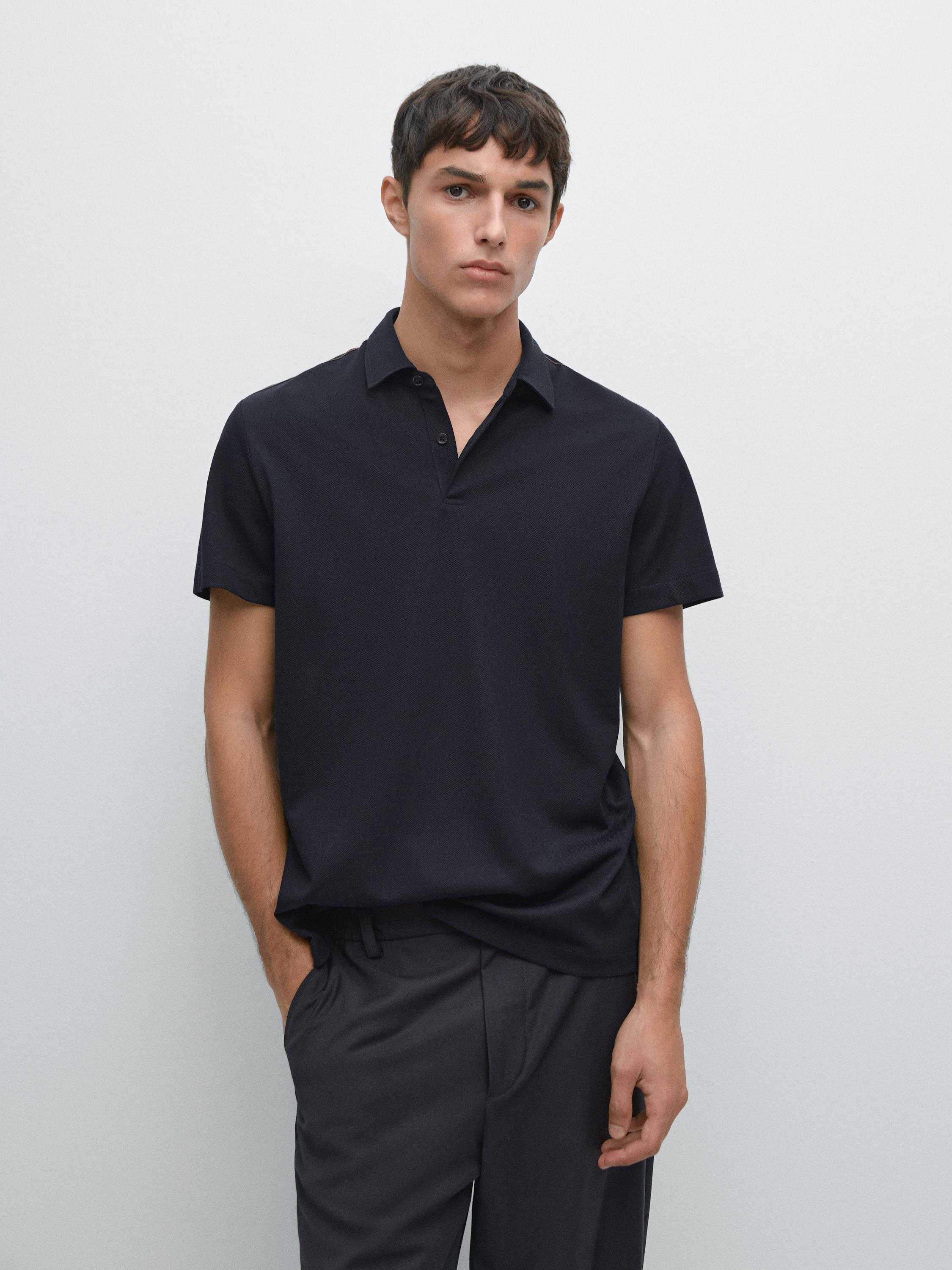 Short sleeve polo shirt with contrast seam detail