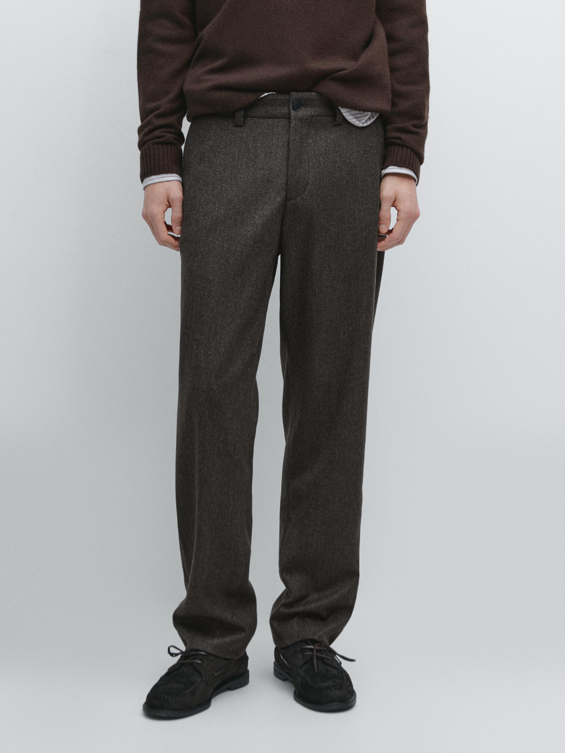 Twill wool blend trousers — GREY