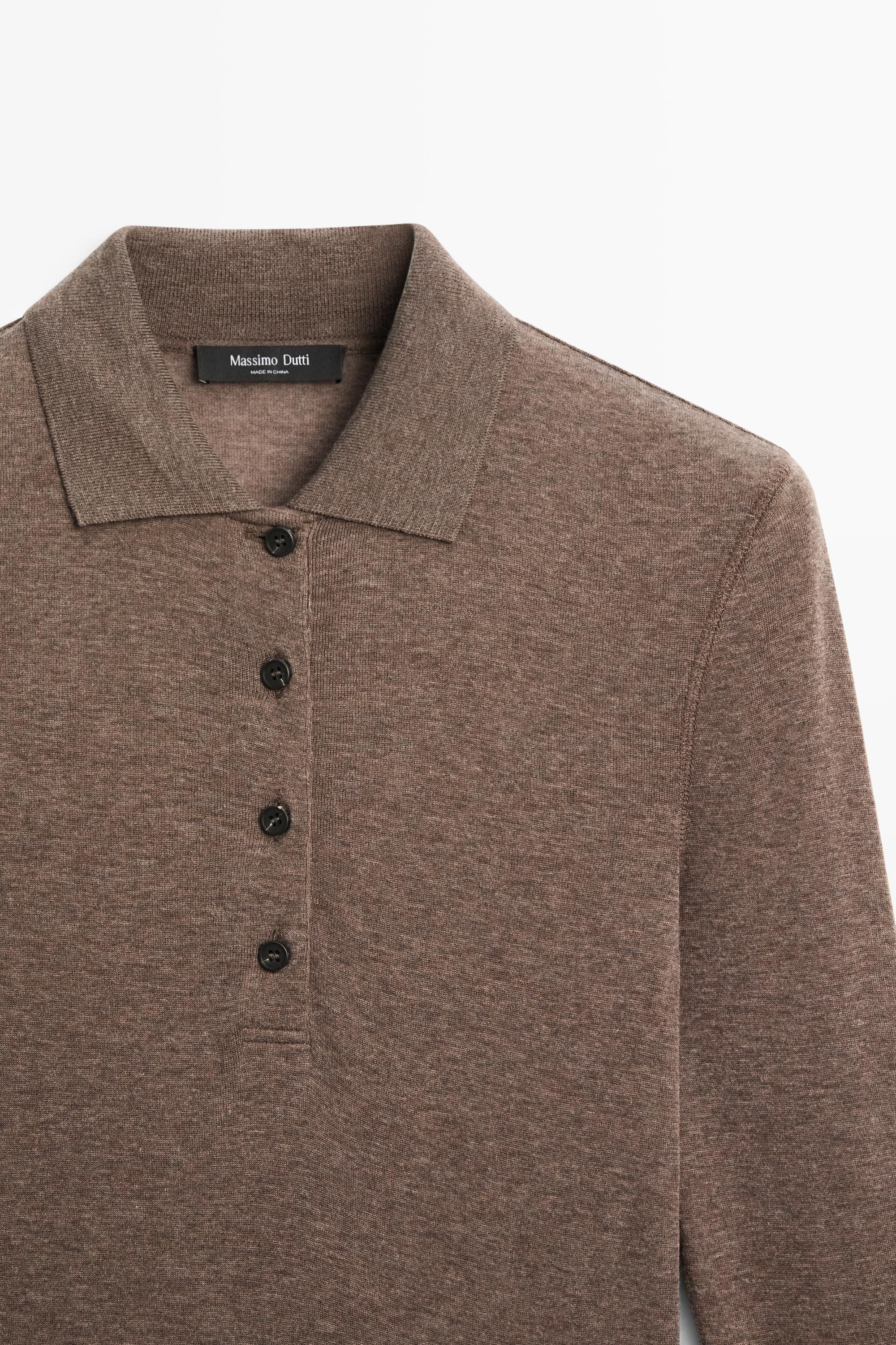 Massimo Dutti Yünlü uzun kollu polo t-shirt