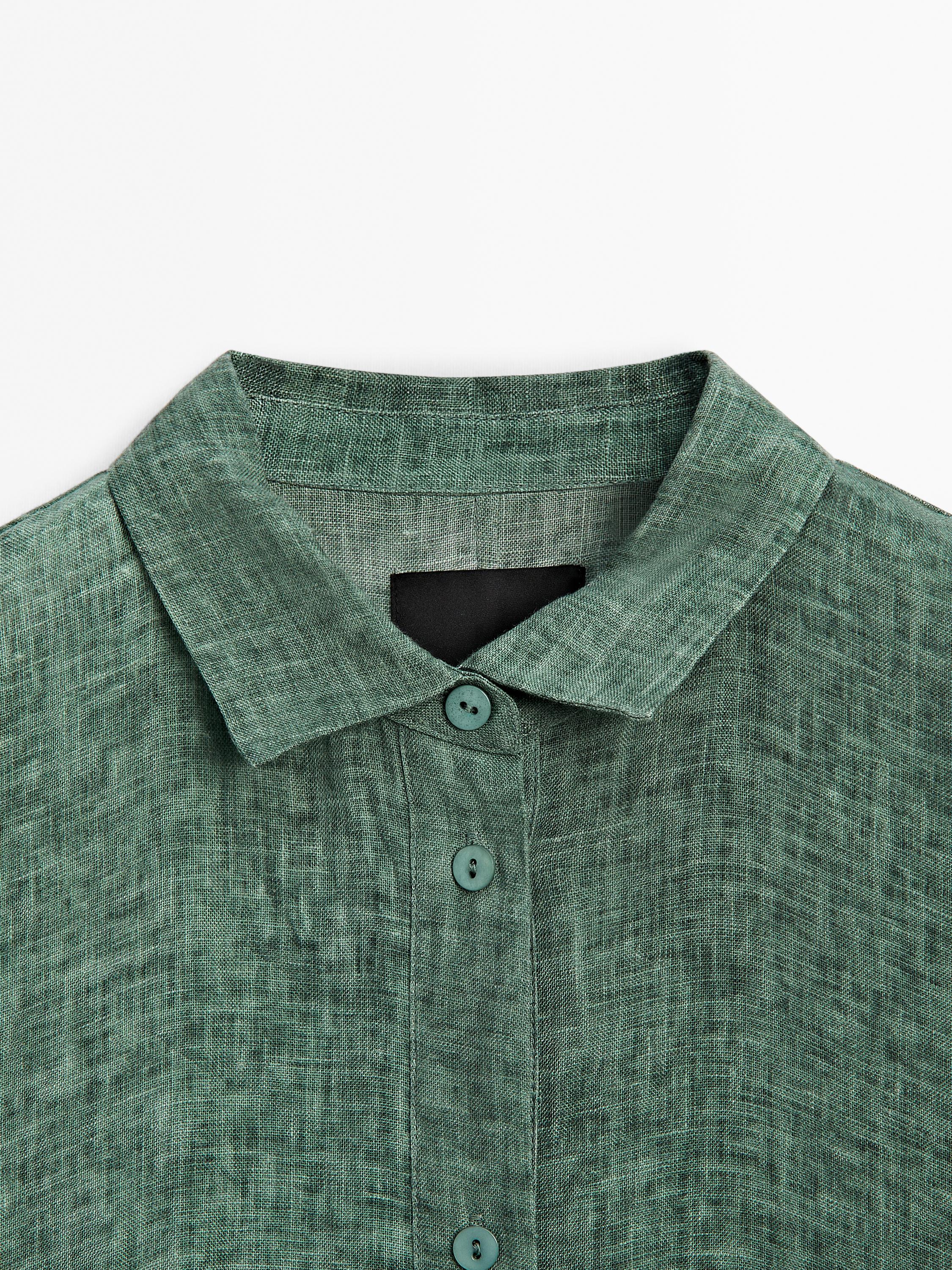 Long 100% linen overshirt