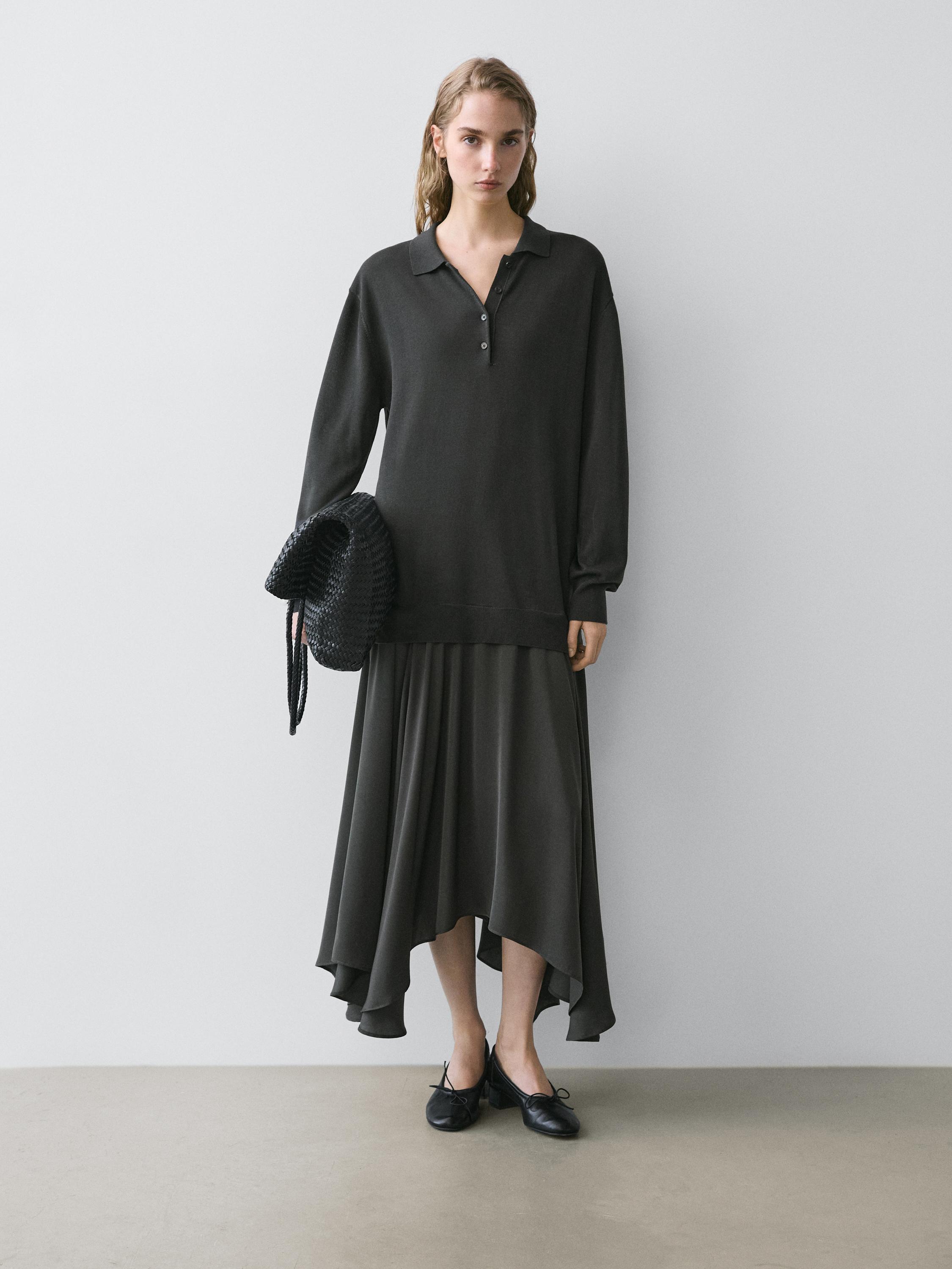 Contrast knit polo dress — LEAD