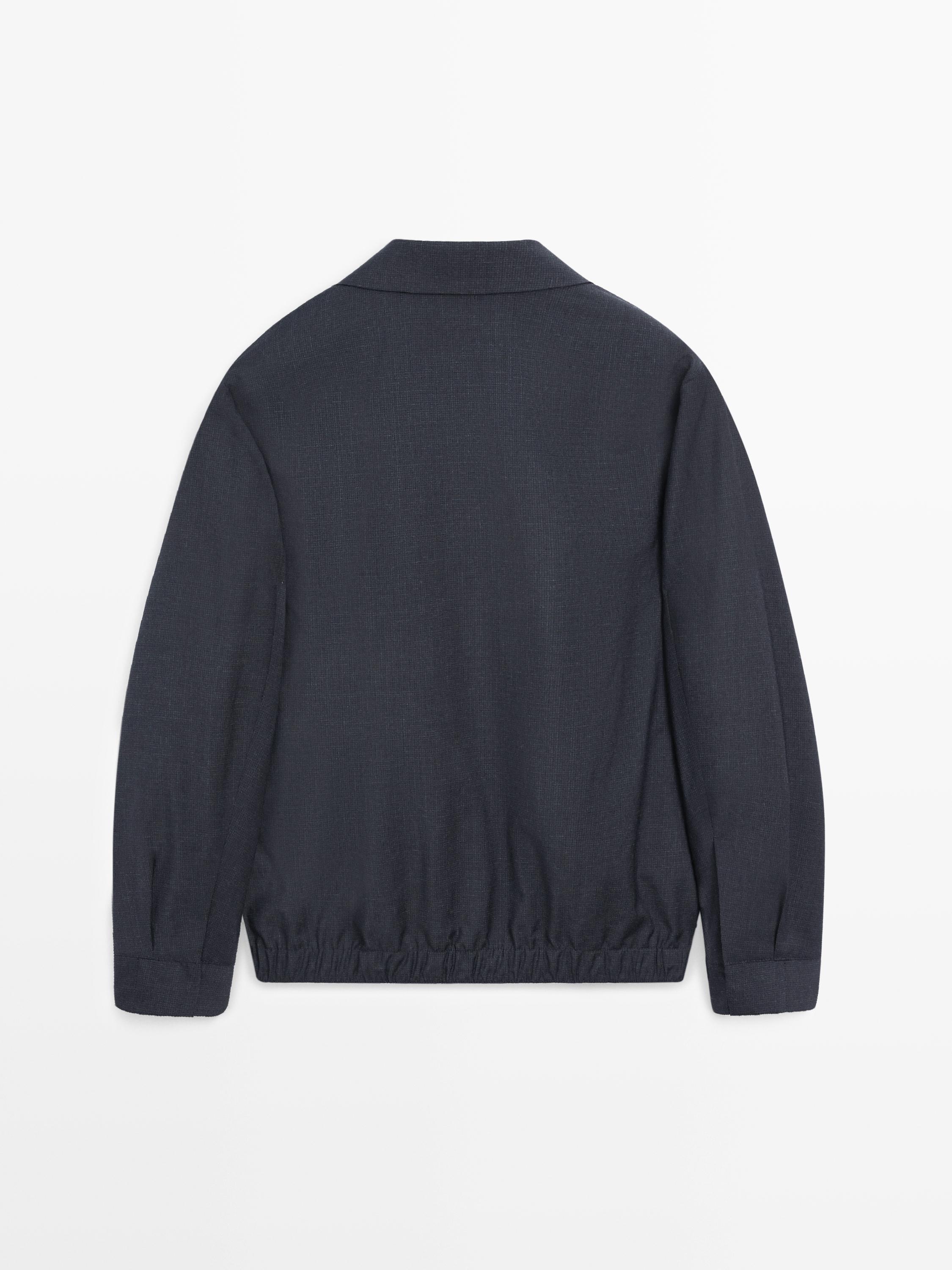 Houndstooth wool jacket — NAVY BLUE