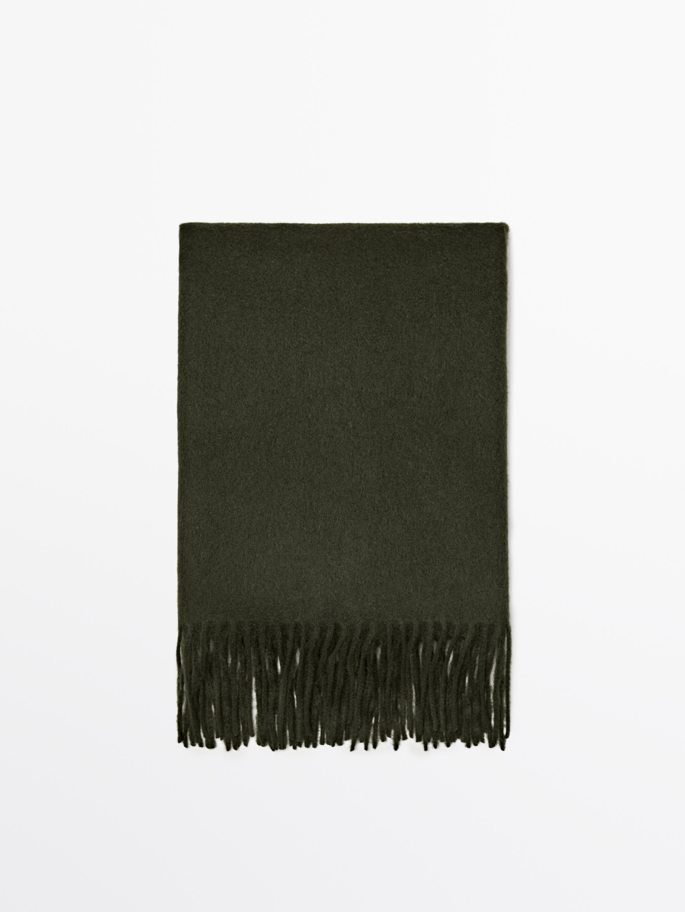 Wool blend scarf with fringing