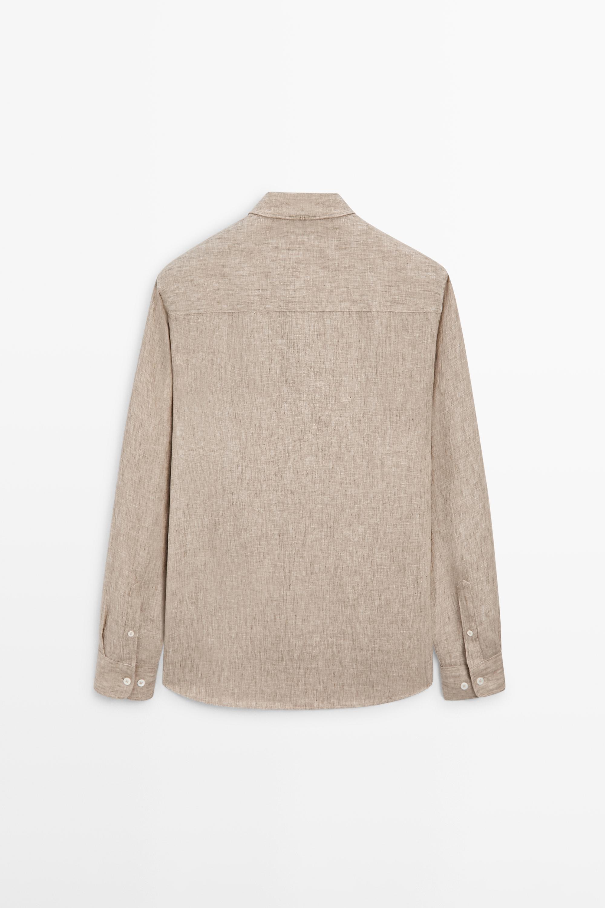 100% linen regular fit shirt — CREAM