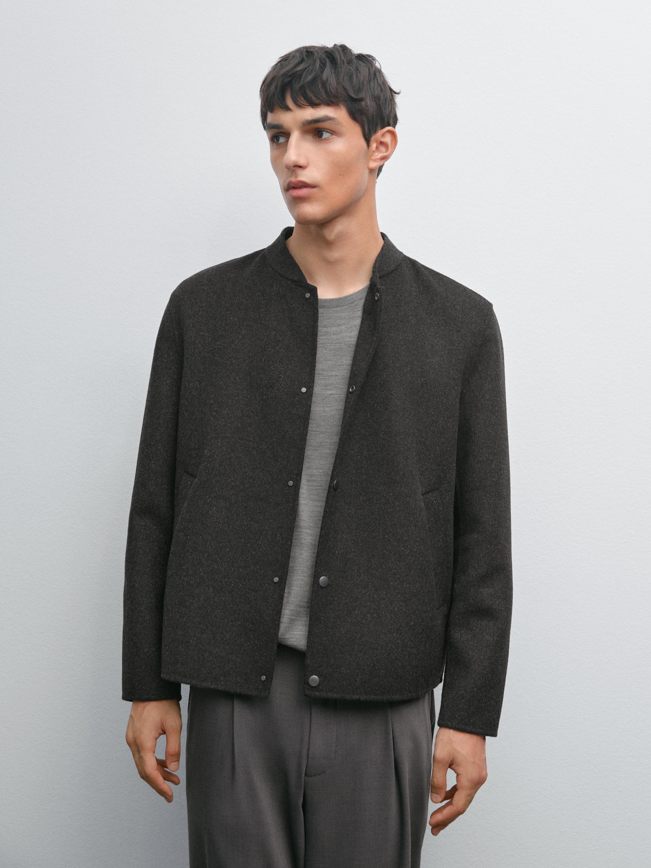 Double wool blend bomber jacket