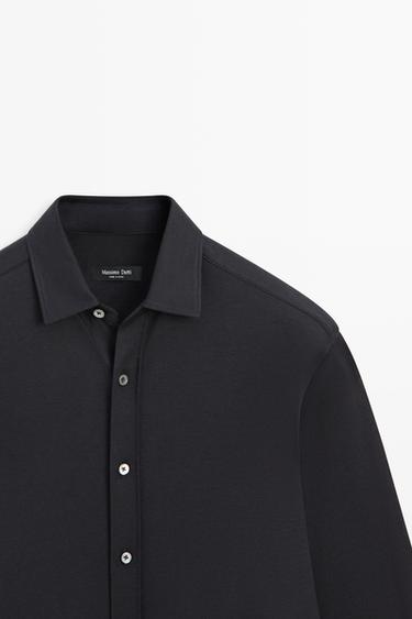 Stretch slim fit cotton shirt — BLUE 4