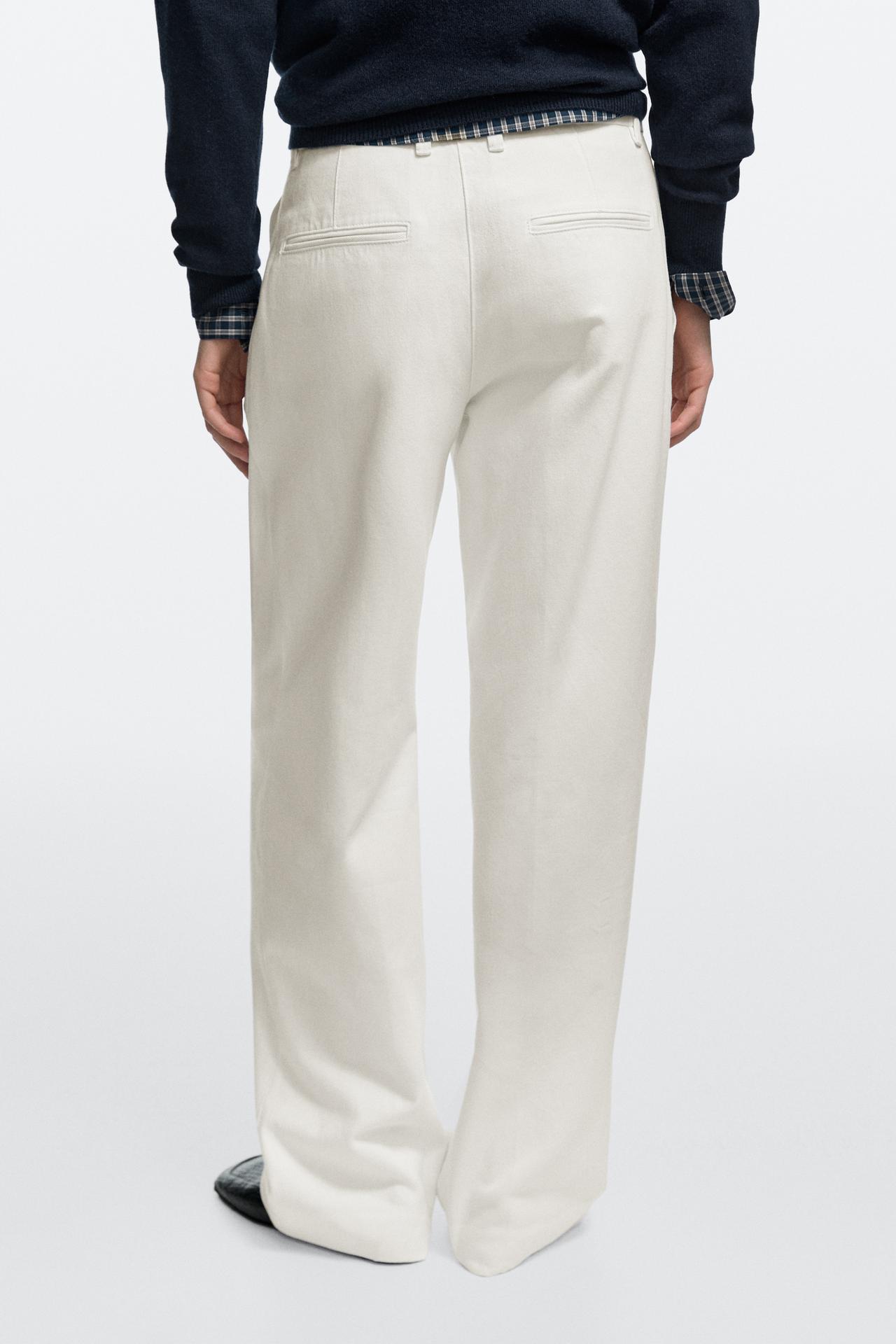 Low-rise pleated wide-leg pants — Off white