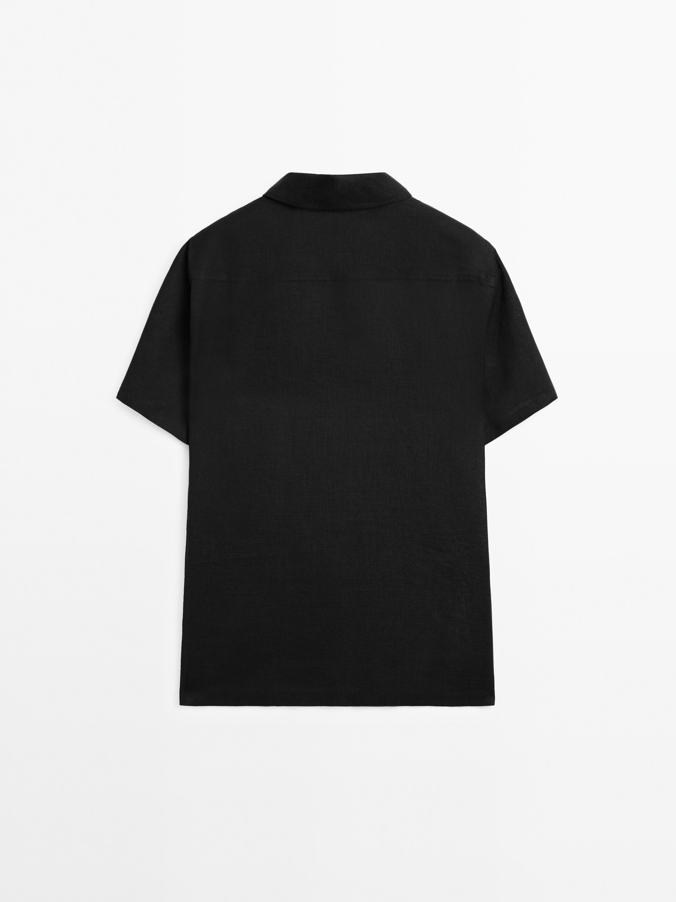 Regular fit short sleeve linen shirt
