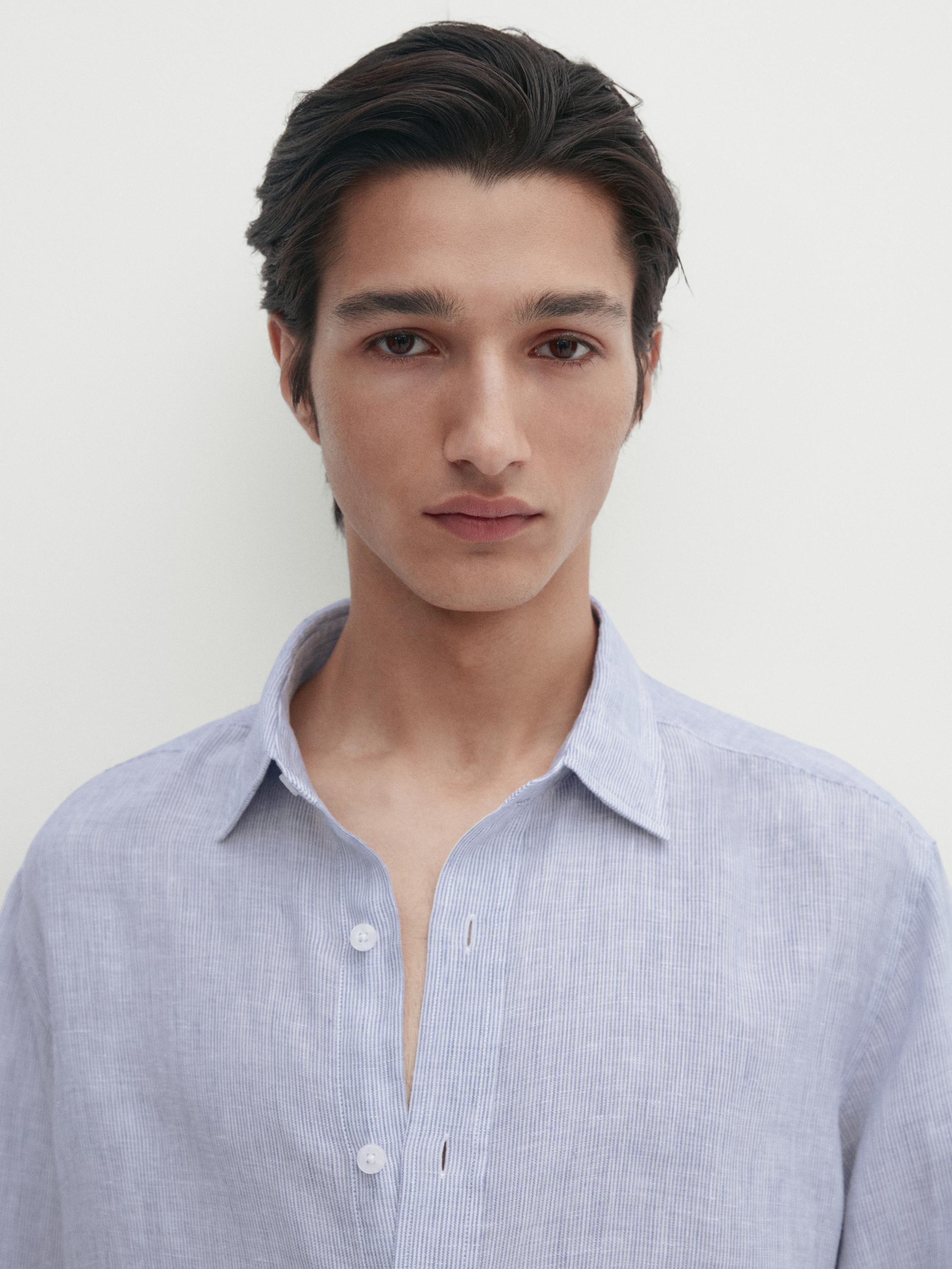 100% linen striped shirt