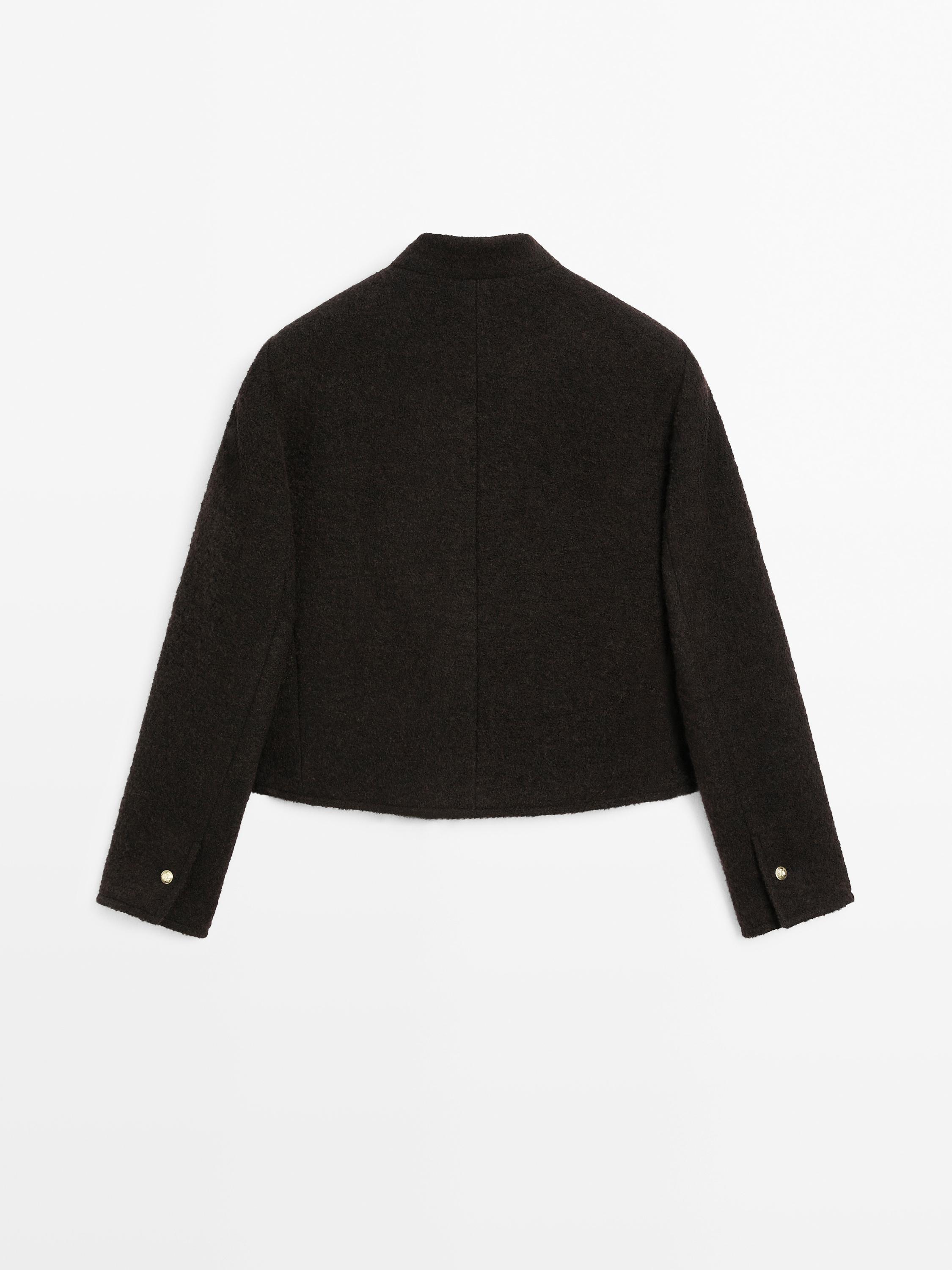 Short jacket with rhinestone buttons