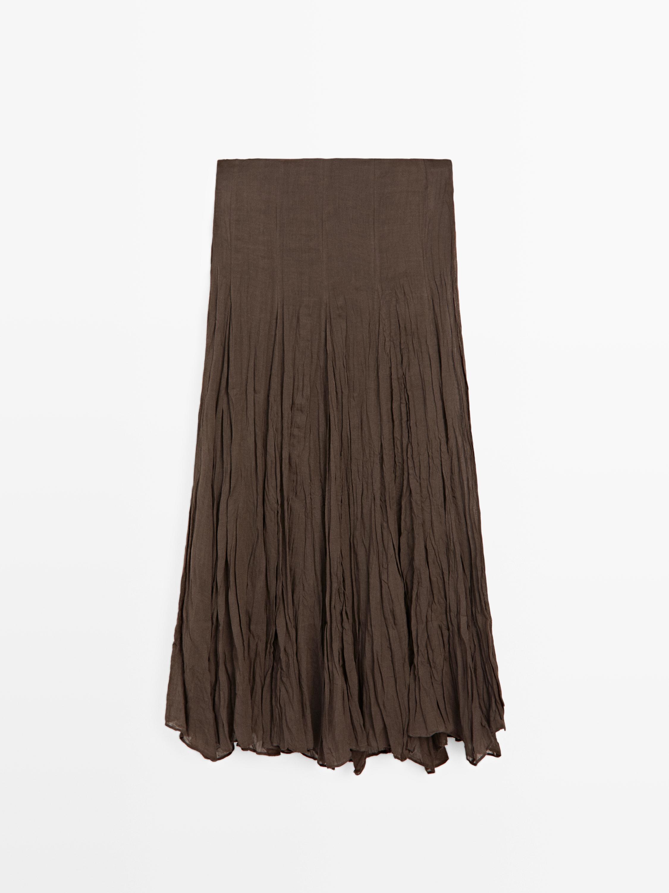 Flowing godet midi skirt — Chocolate