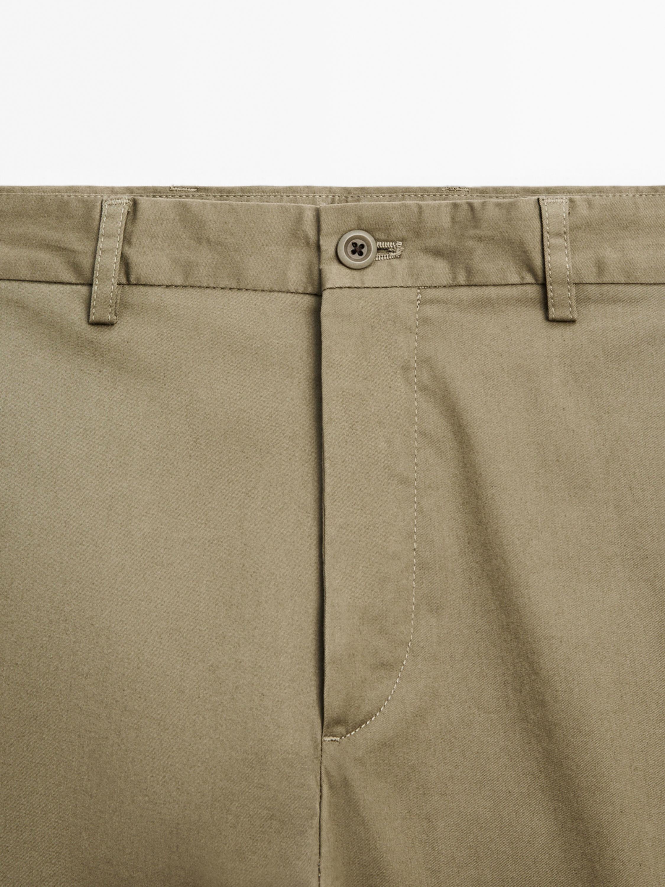 Cotton blend tapered fit trousers