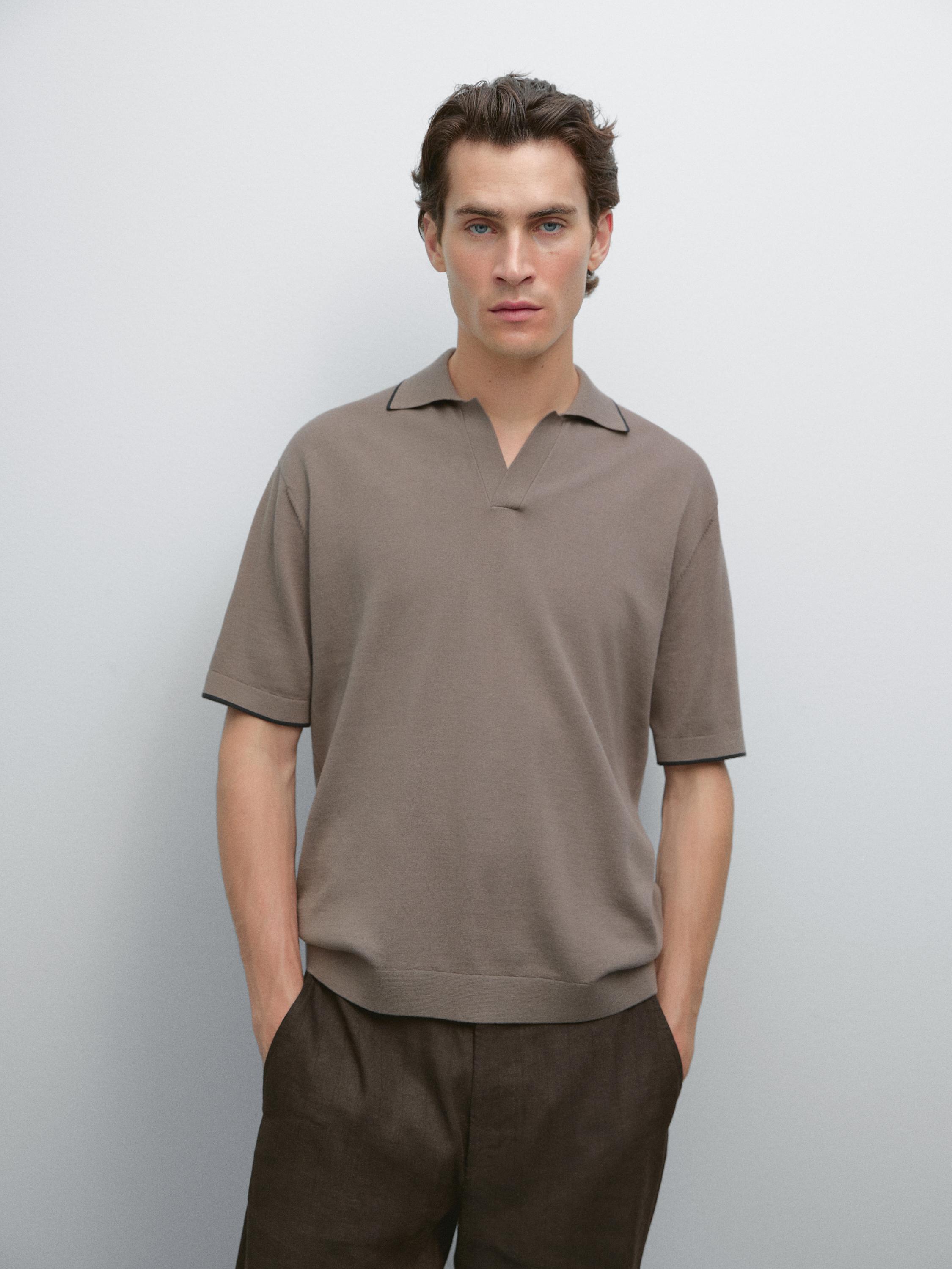 Knit polo shirt with contrast detail
