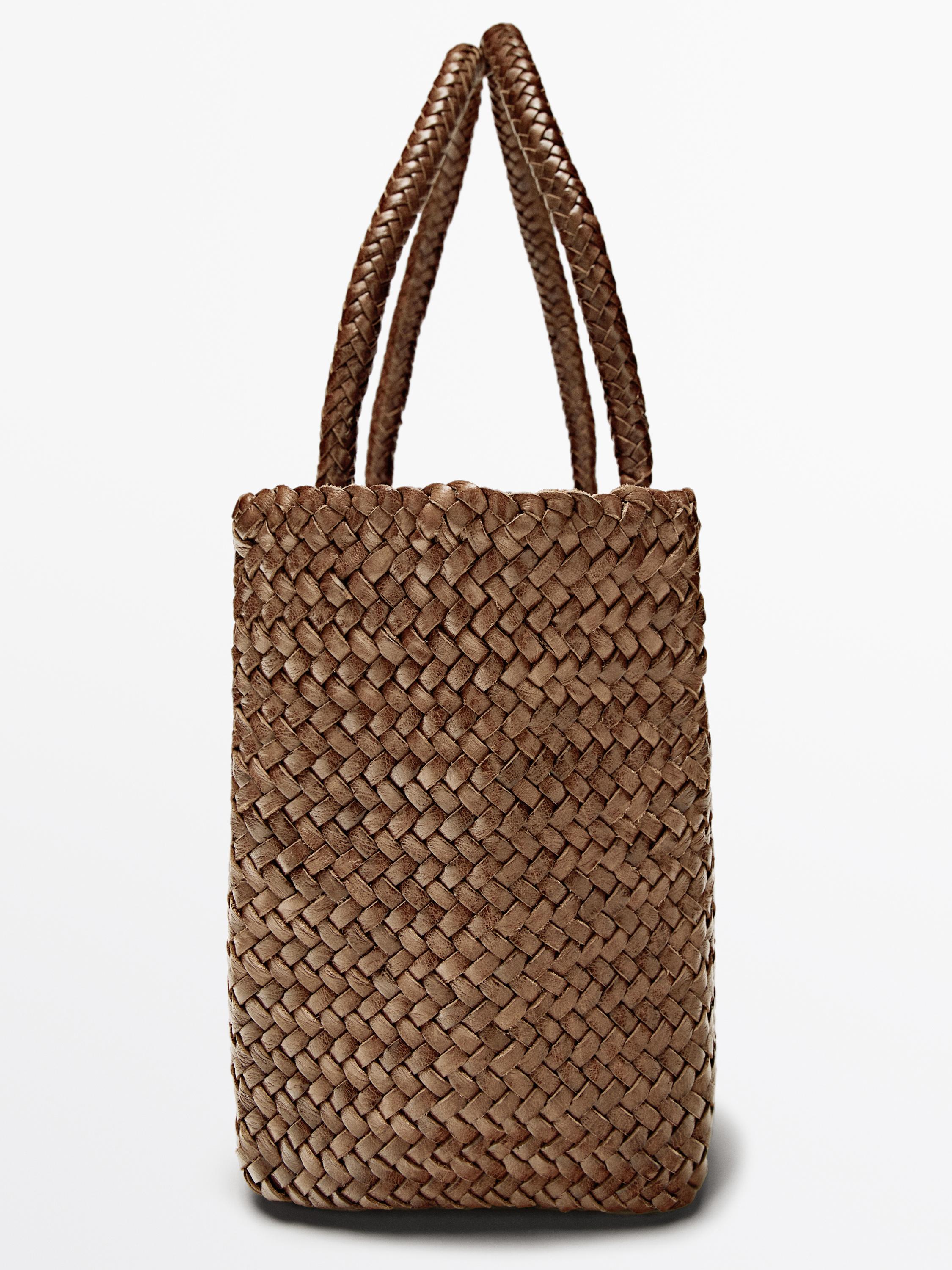 Medium braided nappa leather tote bag — LEATHER