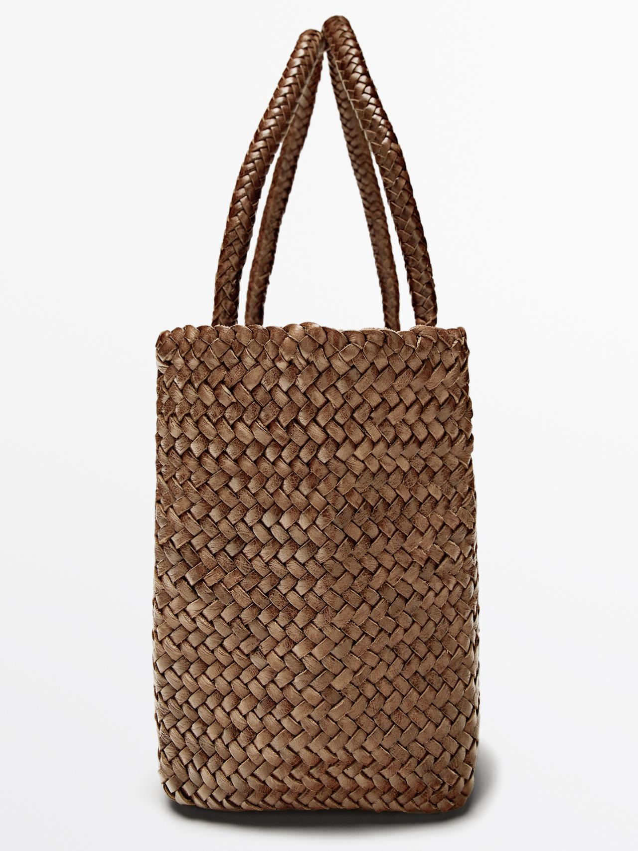 Medium braided nappa leather tote bag — LEATHER