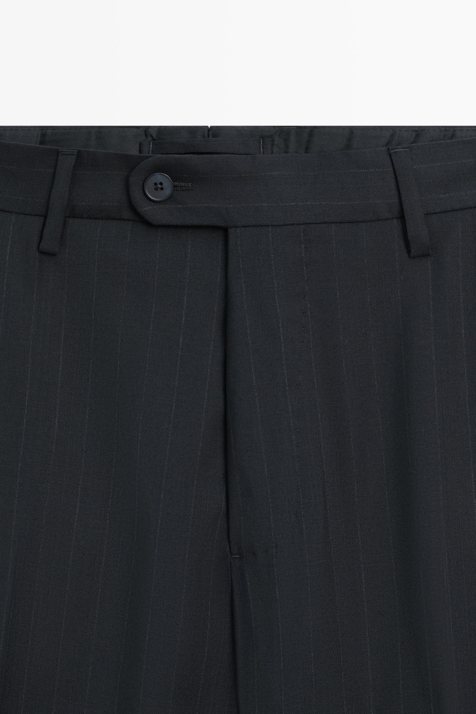Striped 100% cool wool suit pants — NAVY BLUE