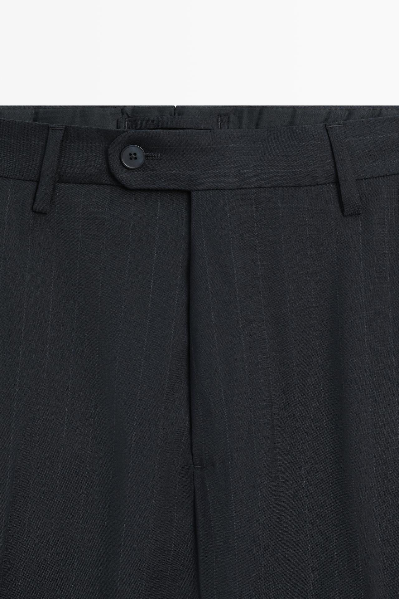 Striped 100% cool wool suit pants — NAVY BLUE