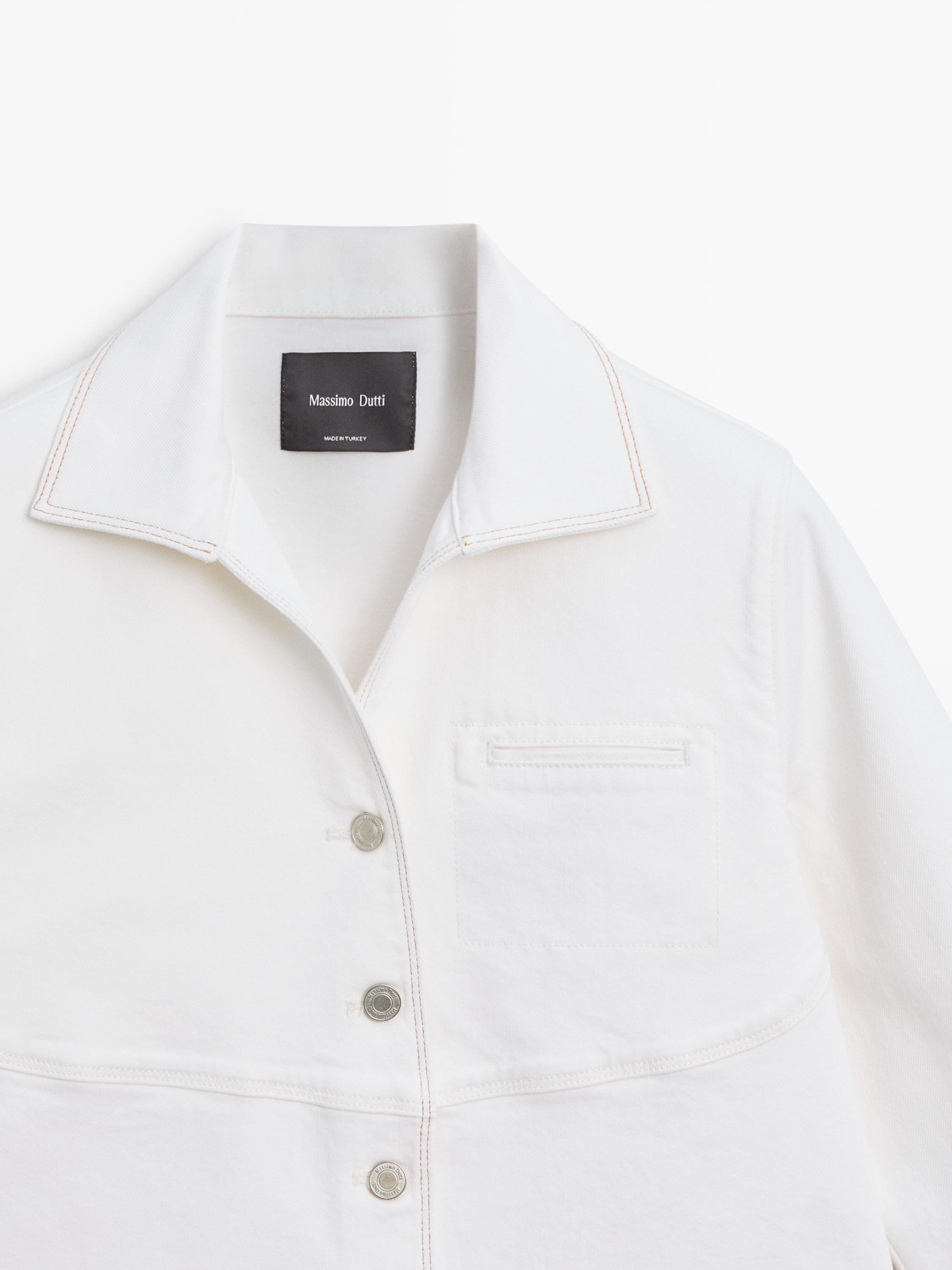 Denim jacket with contrast seam — WHITE