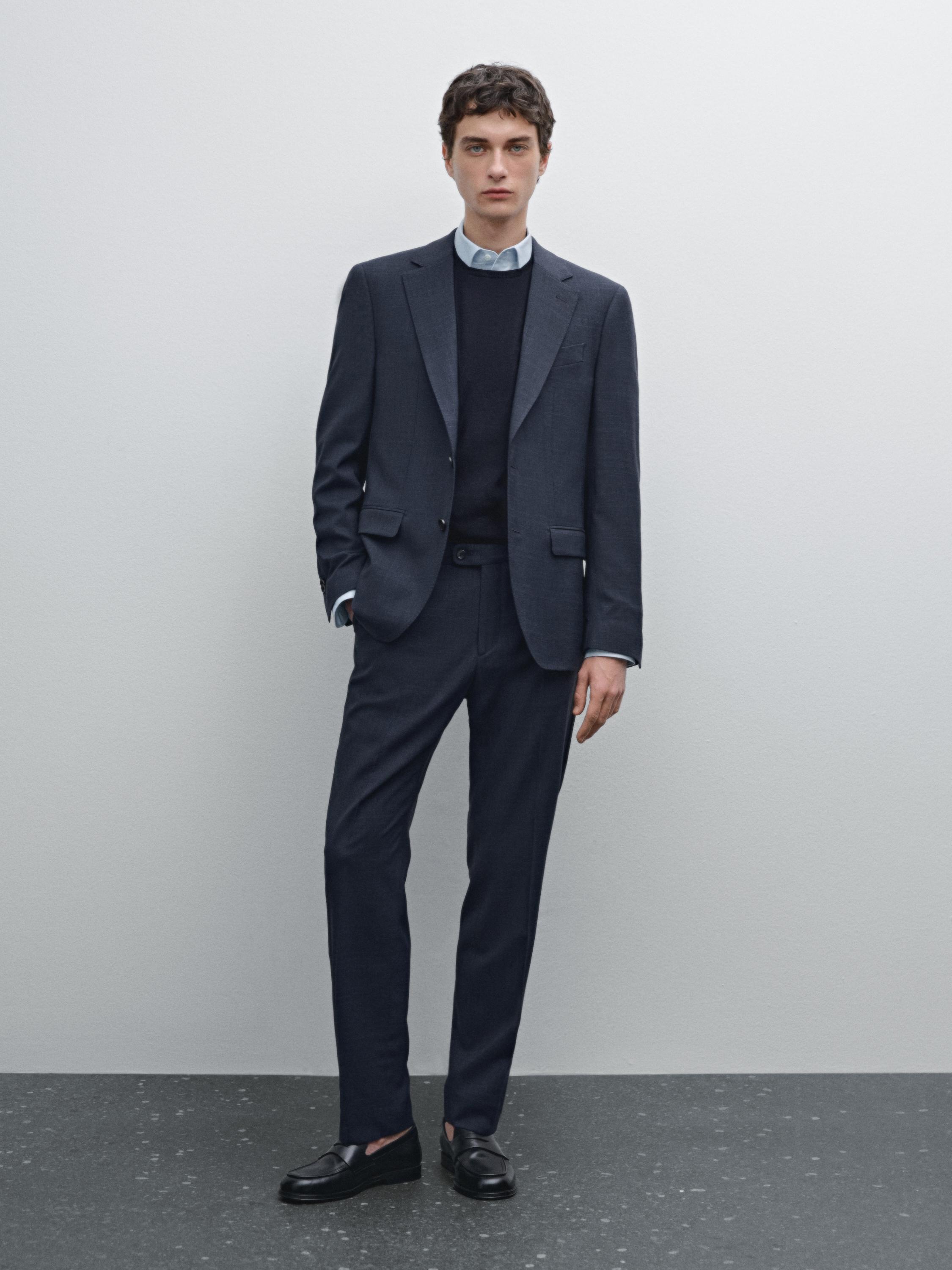 Wool blend suit trousers