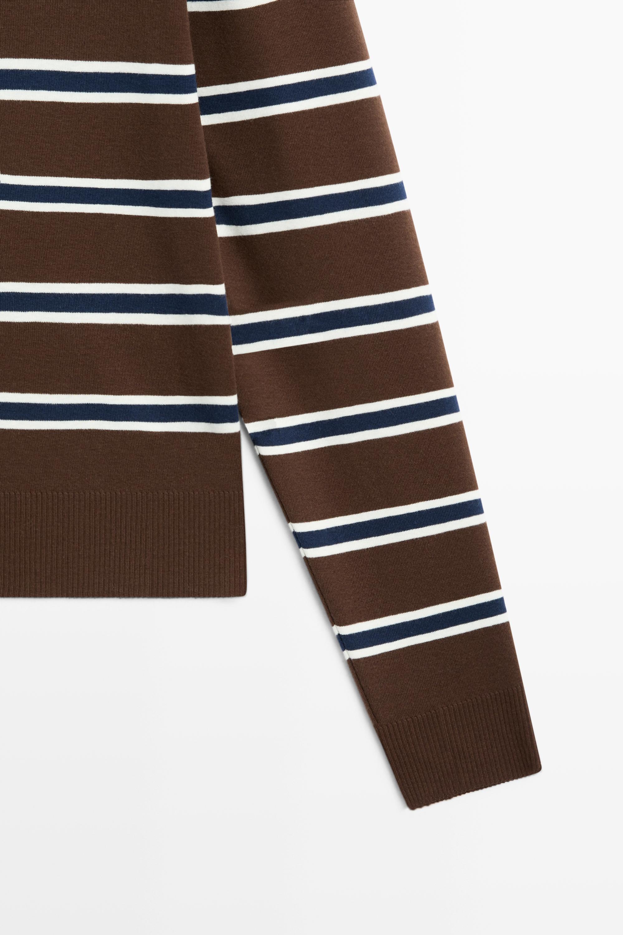 Striped interlock sweatshirt — BROWN