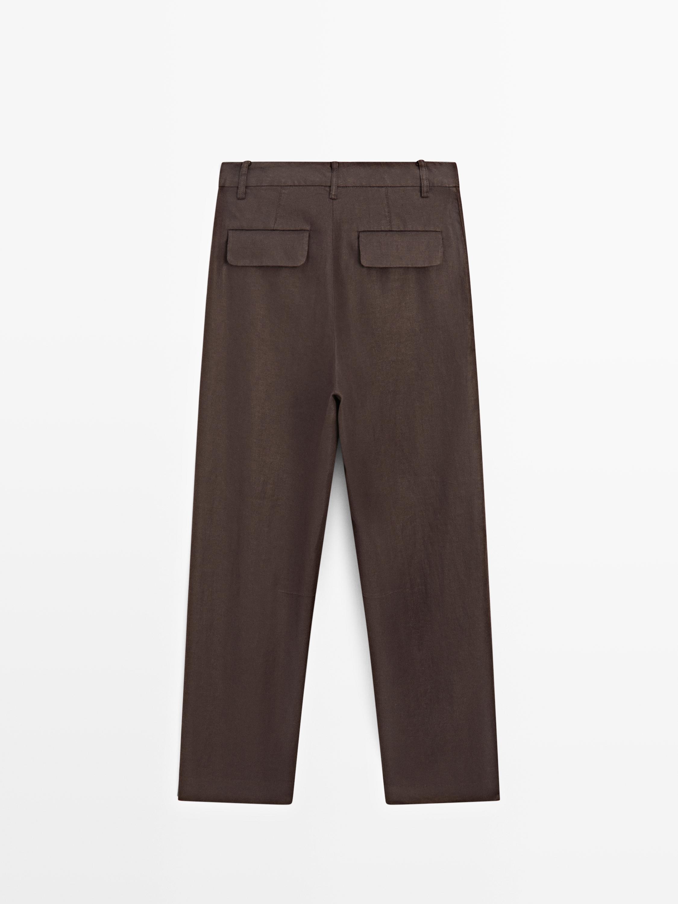 Flowing 100% linen trousers — BROWN