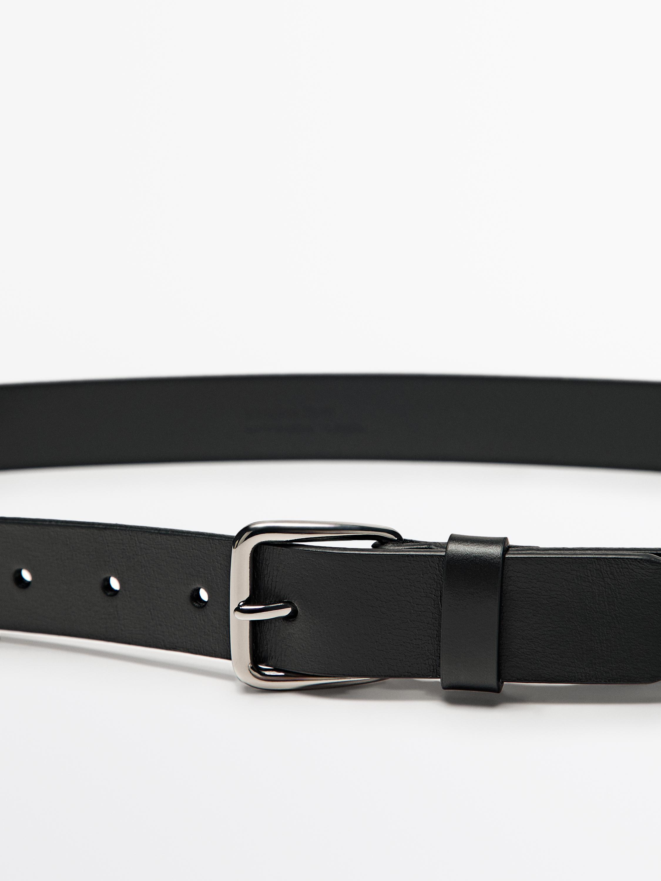 Nappa leather belt with square buckle