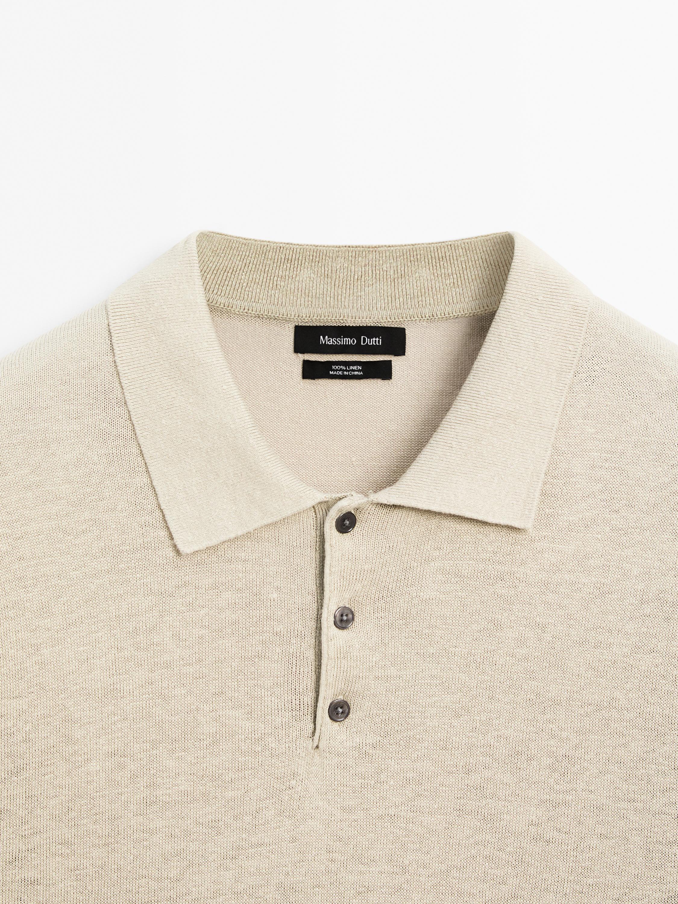 100% linen knit polo shirt