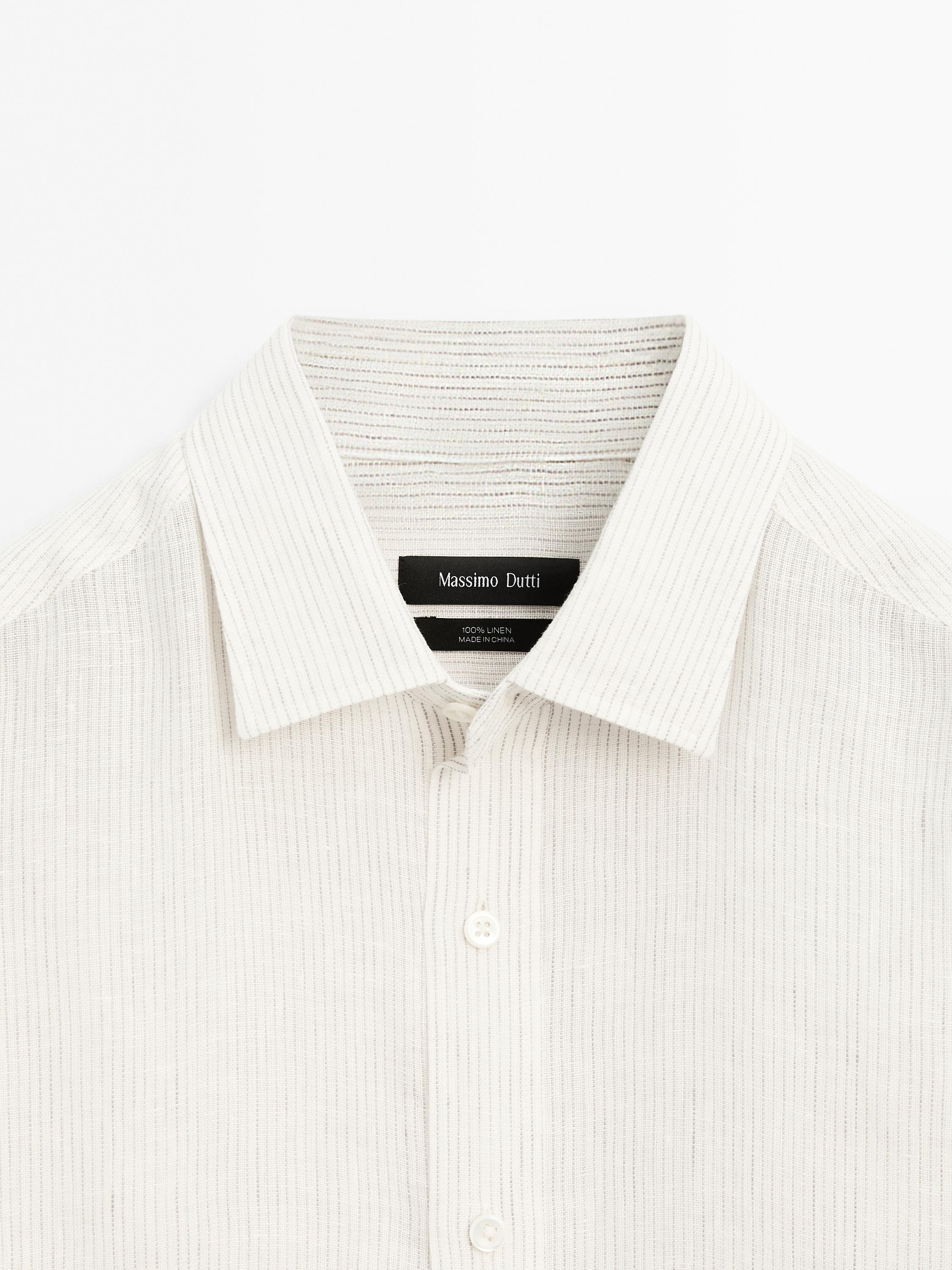 Regular fit striped linen shirt