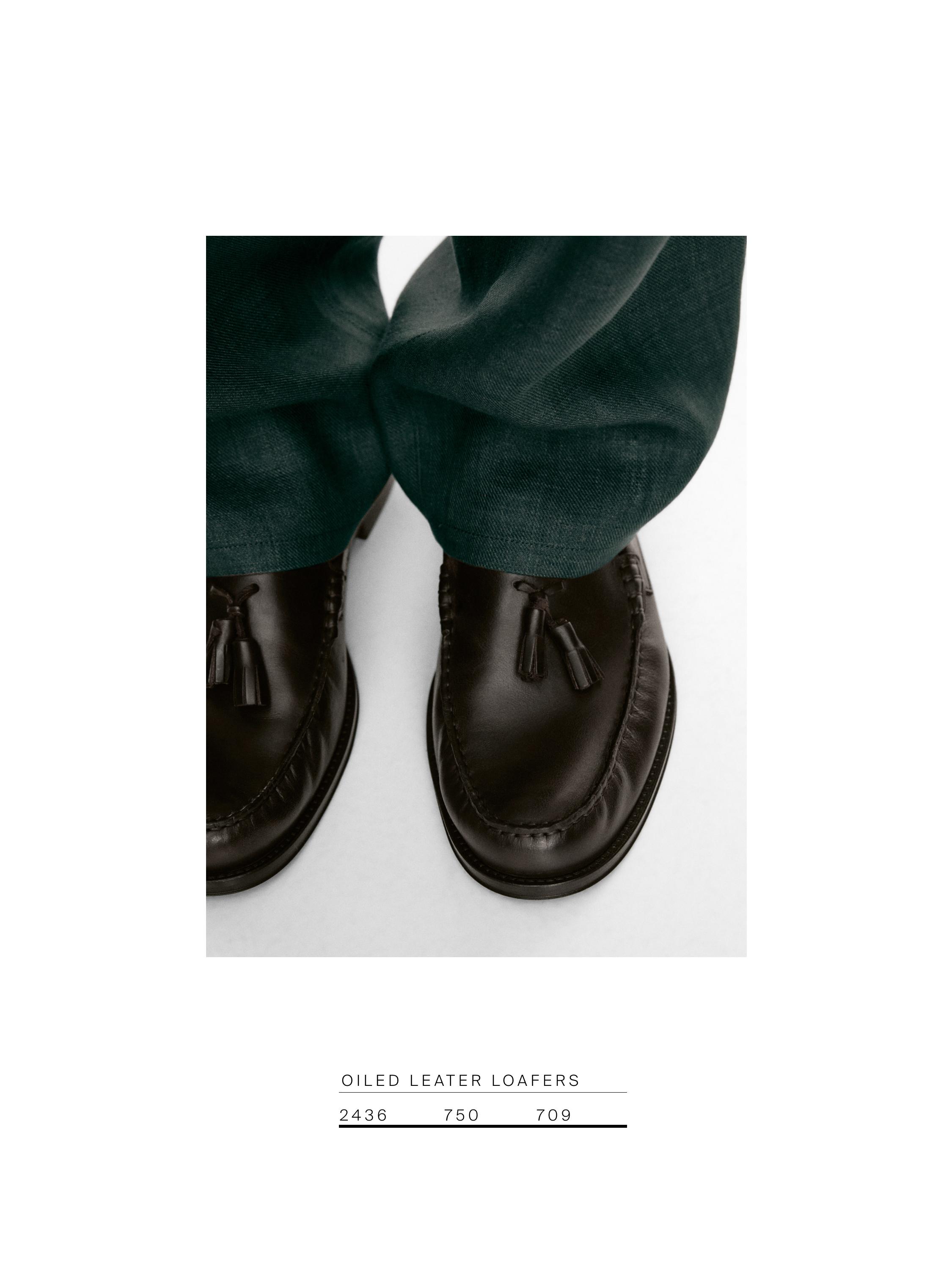 Soft oiled leather loafers with tassels — TAN