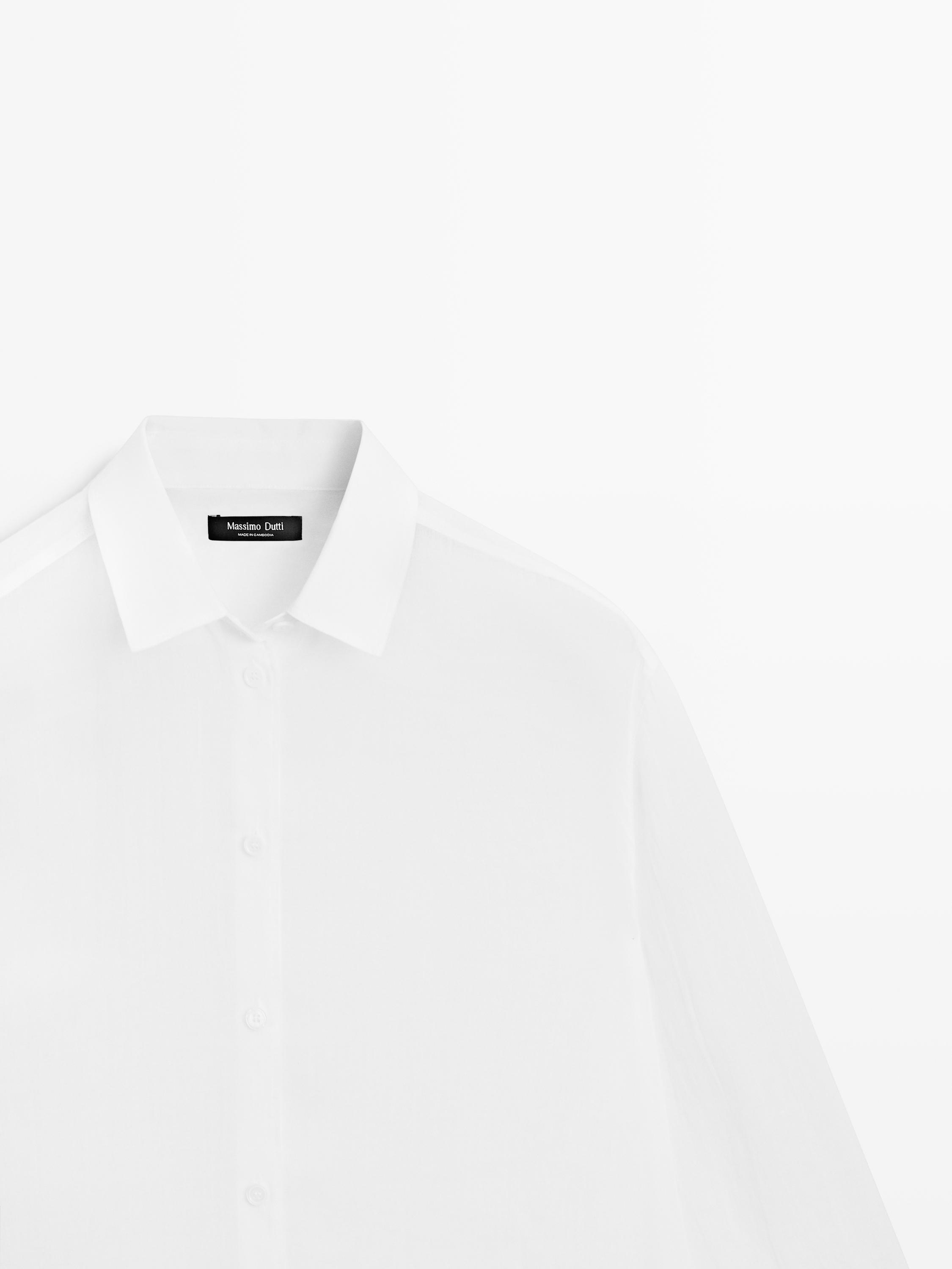 Flowing shirt with shirt collar — WHITE