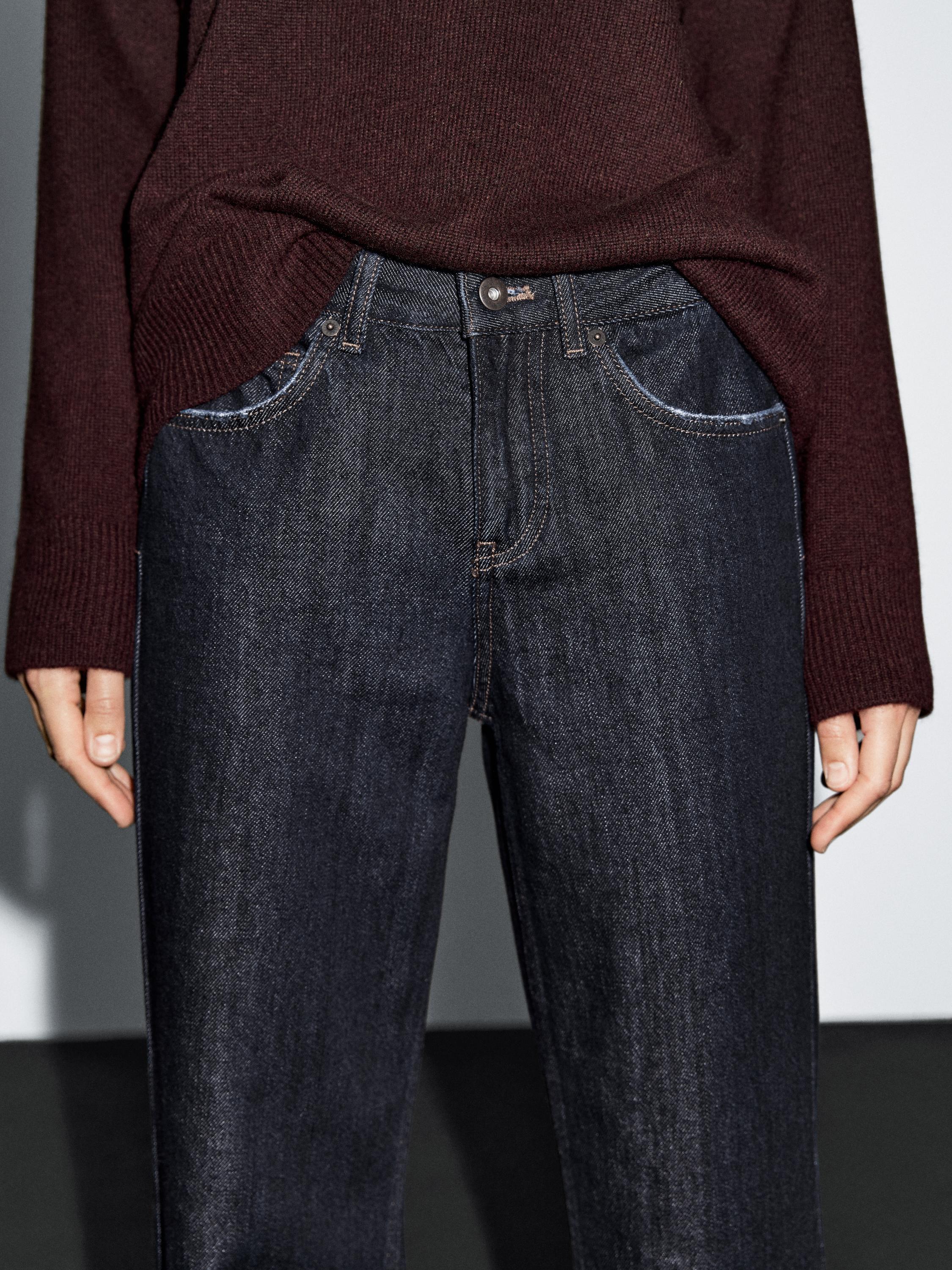 Jean straight mid-rise couture apparente
