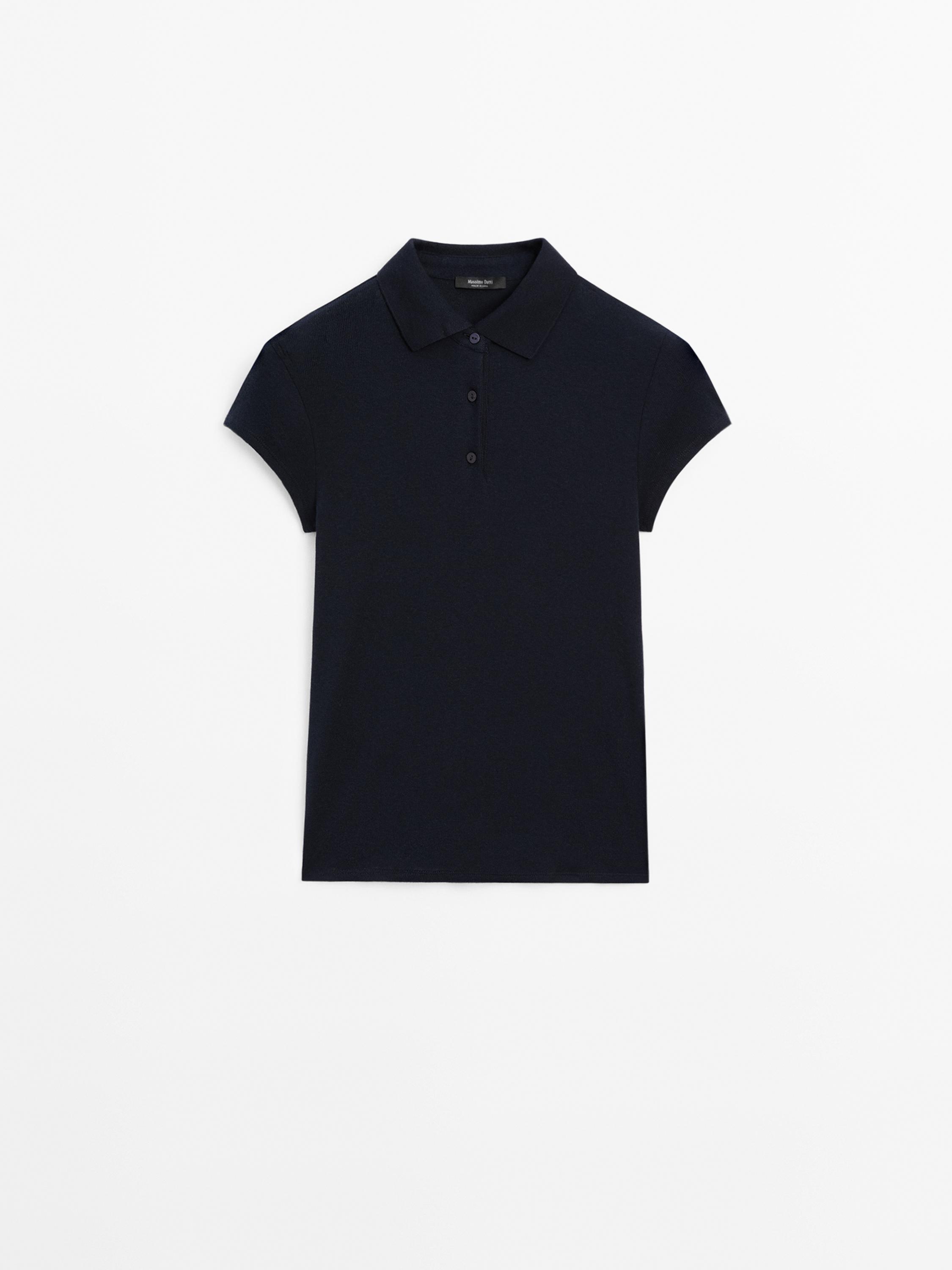Short sleeve knit polo shirt