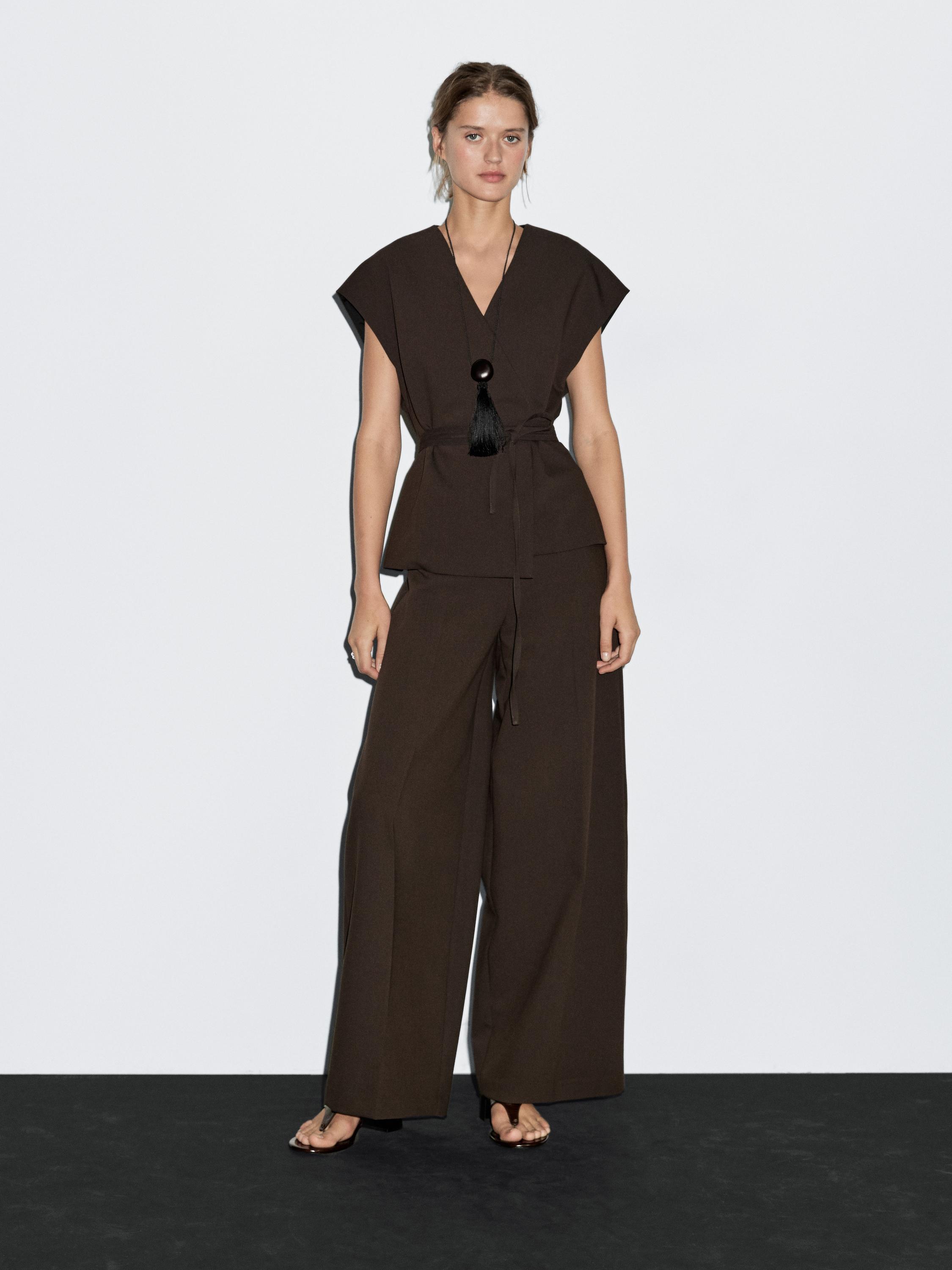 Pantalon large taille haute
