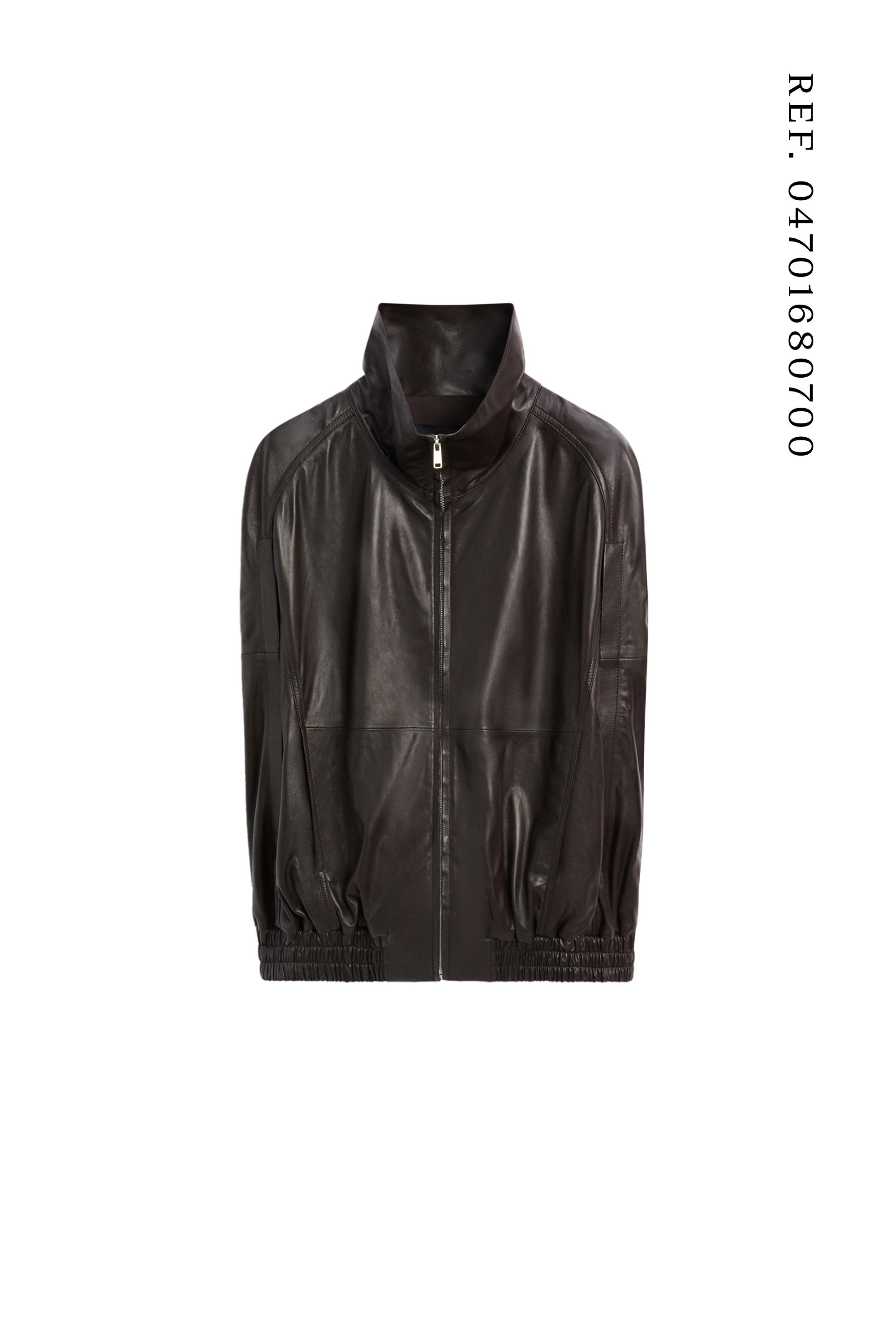Nappa leather bomber gilet — BROWN