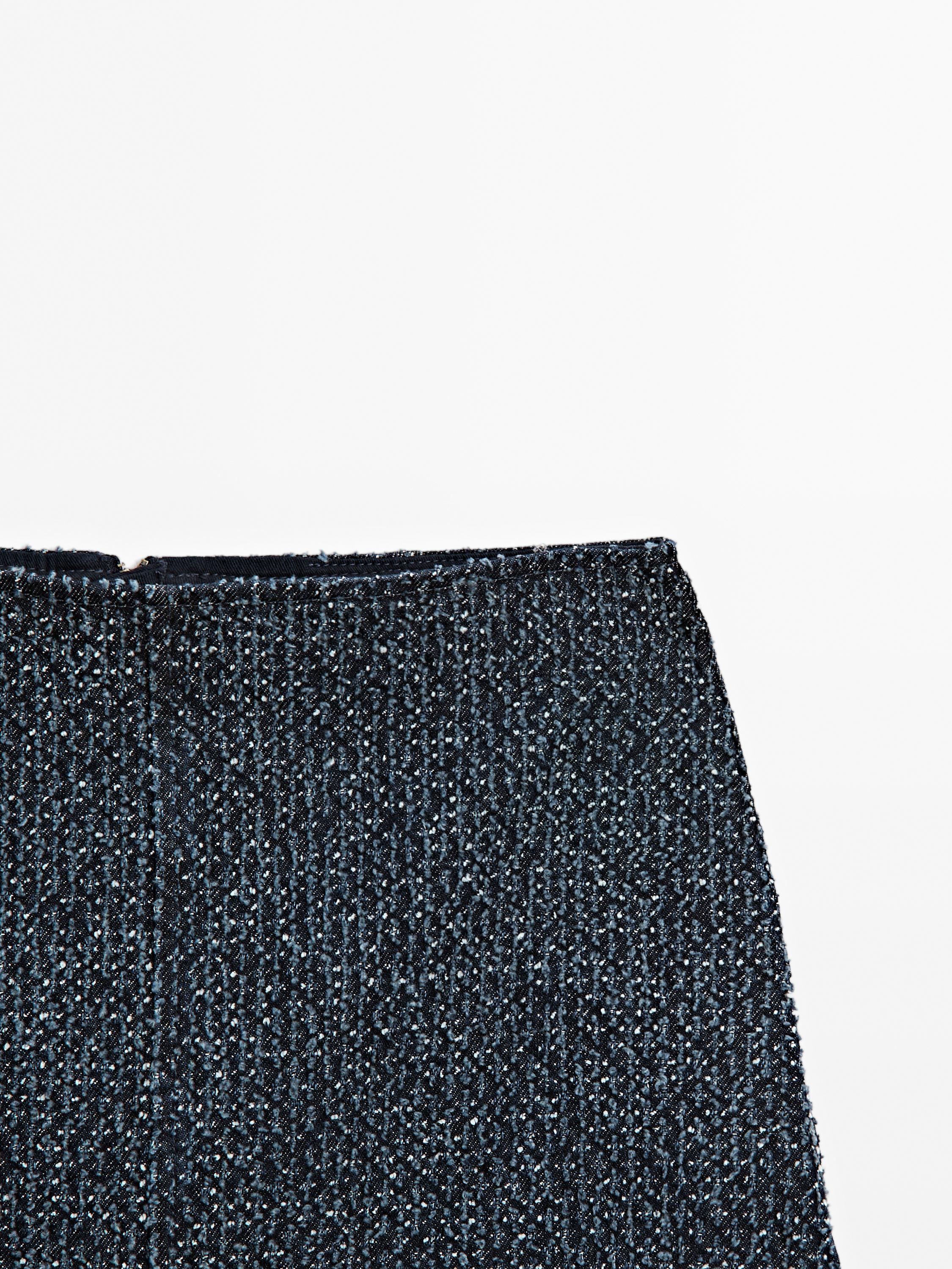 Textured denim mini skirt