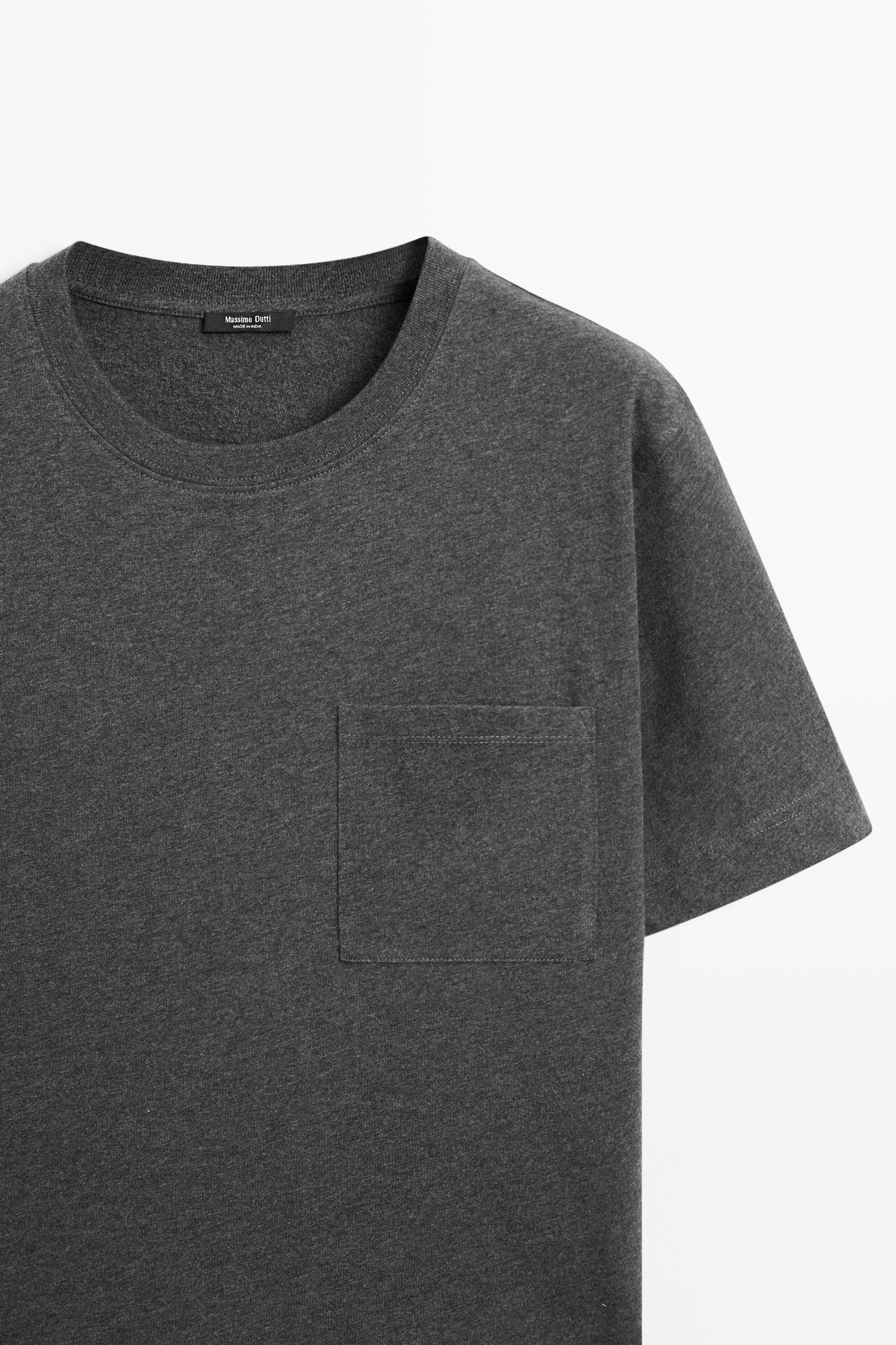 Short sleeve T-shirt with pocket detail — MEDIUM GREY