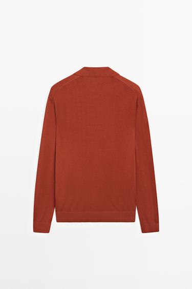 Polo collar knit sweater — TANGERINE 6