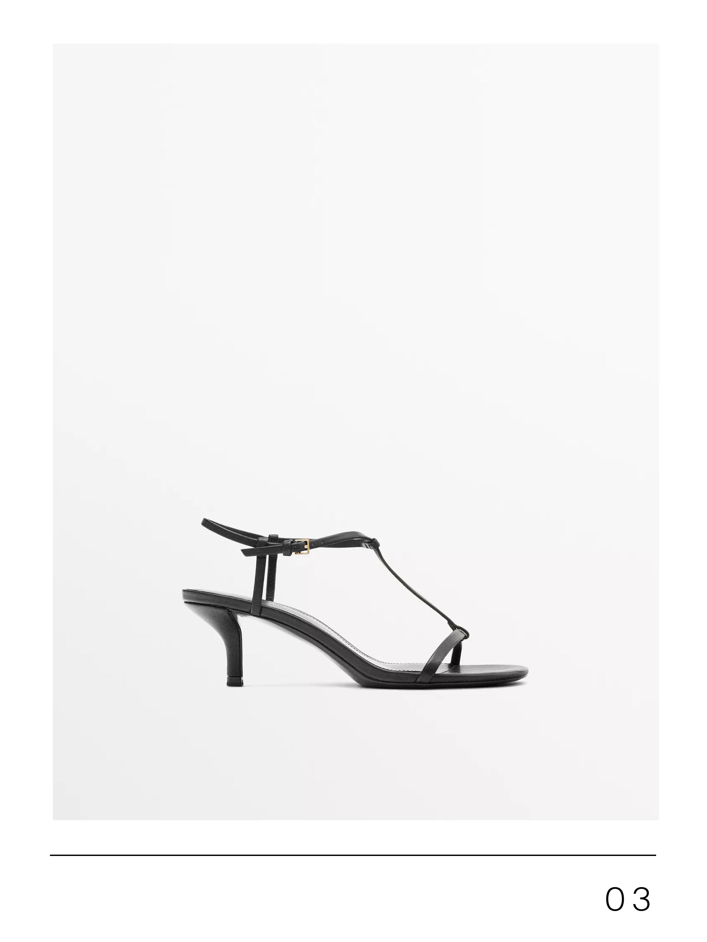Strappy mid-heel sandals — BLACK