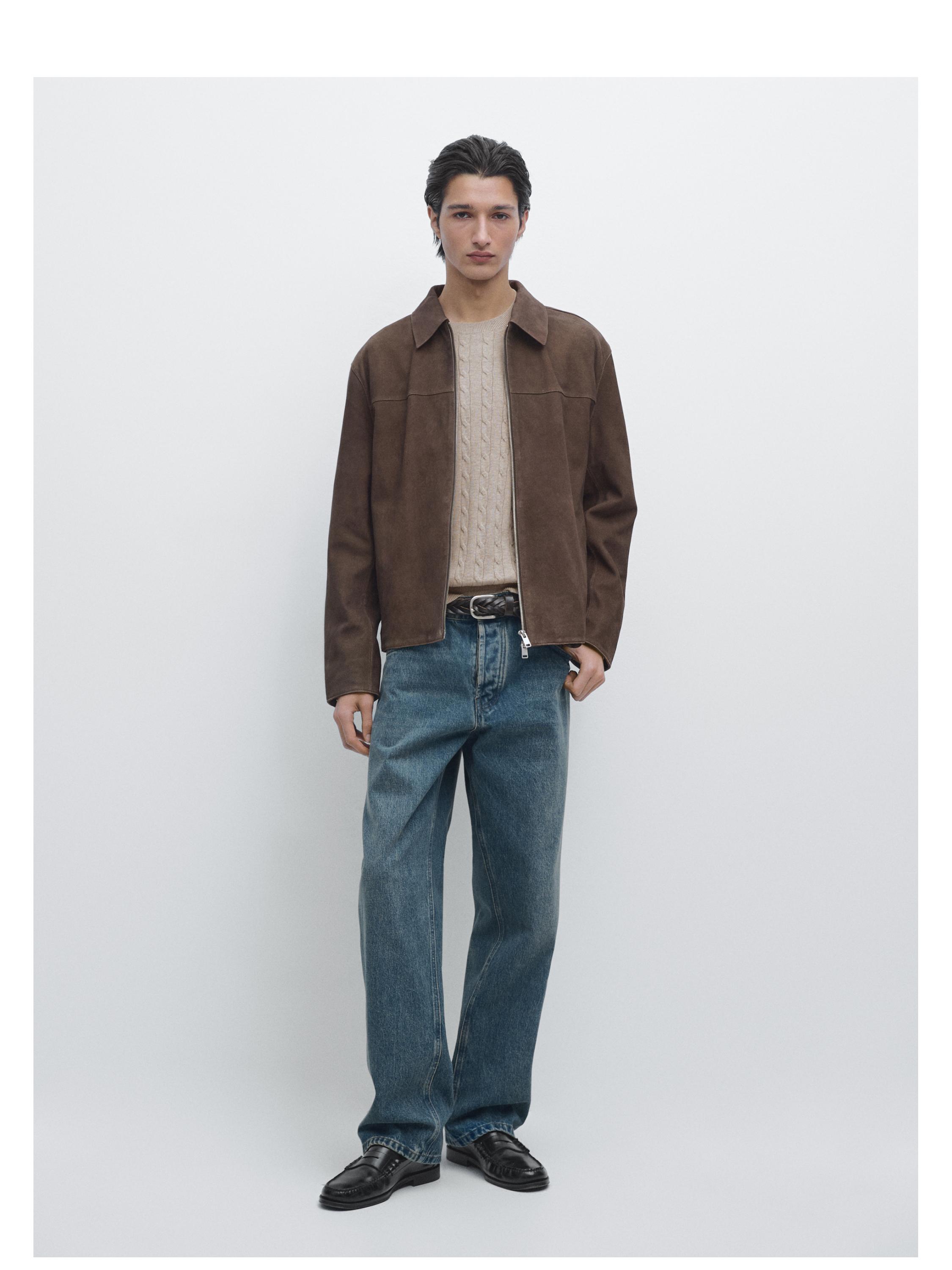 Suede leather jacket — MOLE BROWN