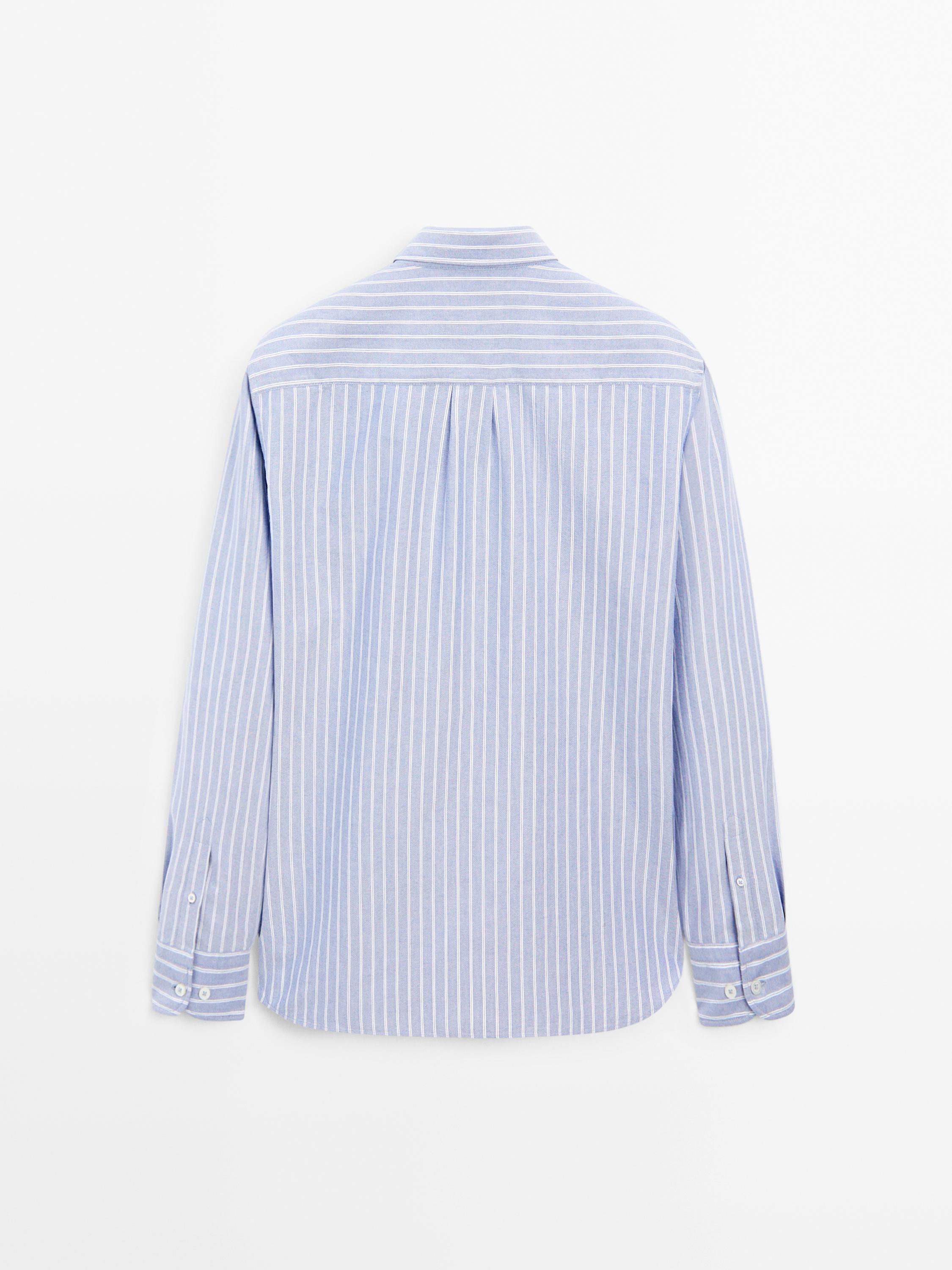 Regular fit striped cotton Oxford shirt