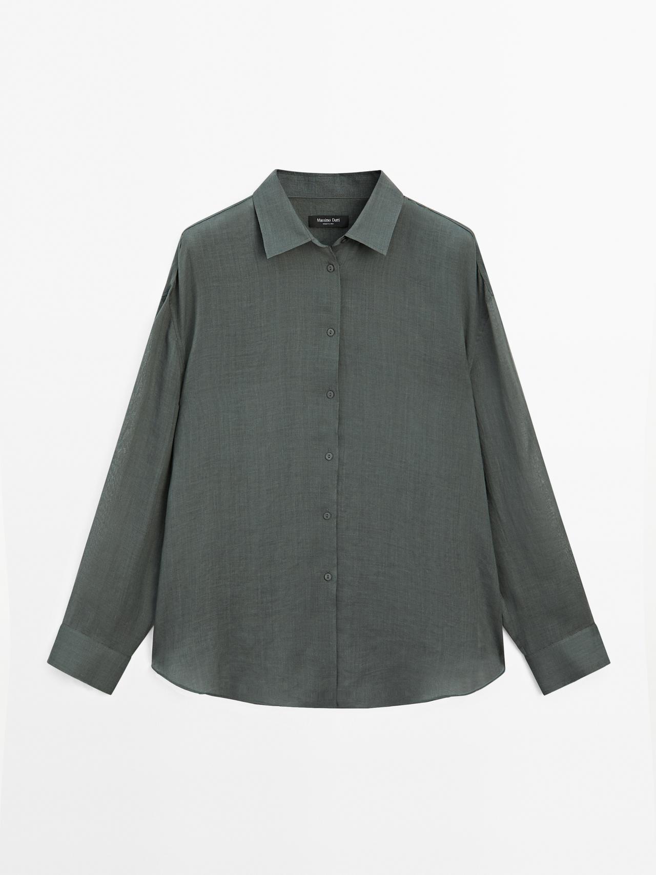 Massimo Dutti - Dame - Skjorte I Ramieblanding Med Blødt Fald - Grøn - S