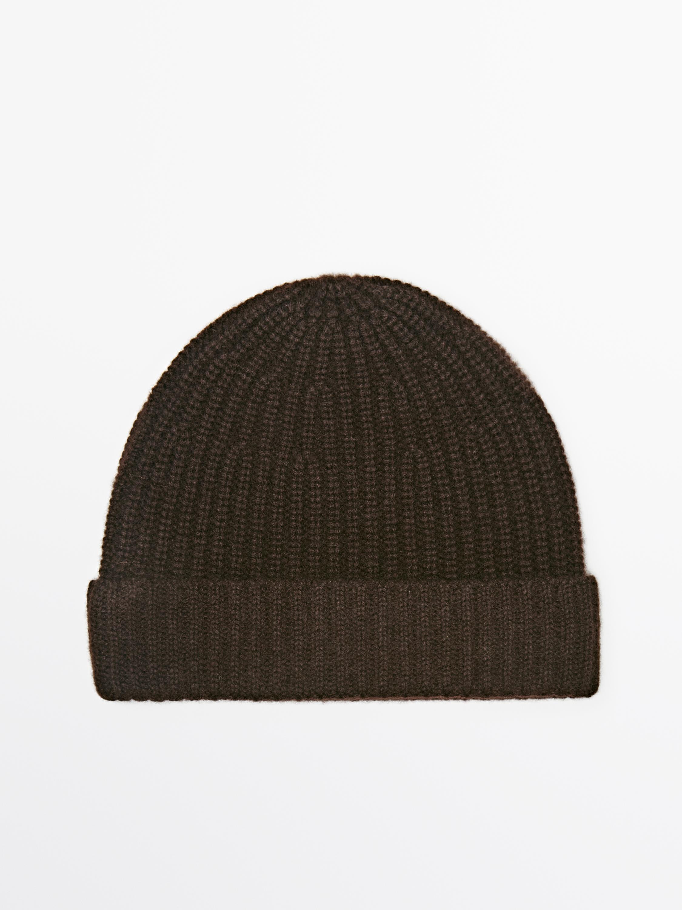 Ribbed 100% cashmere beanie