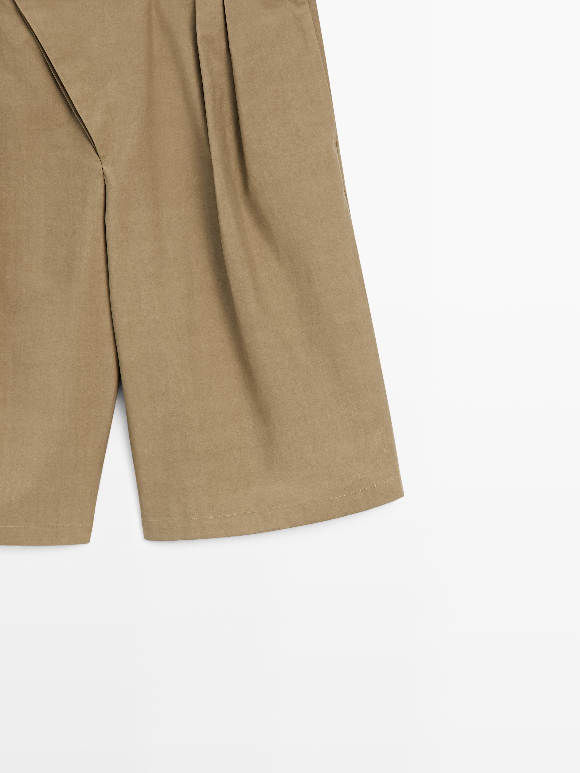Bermuda shorts with crossover fastening - STUDIO — KHAKI