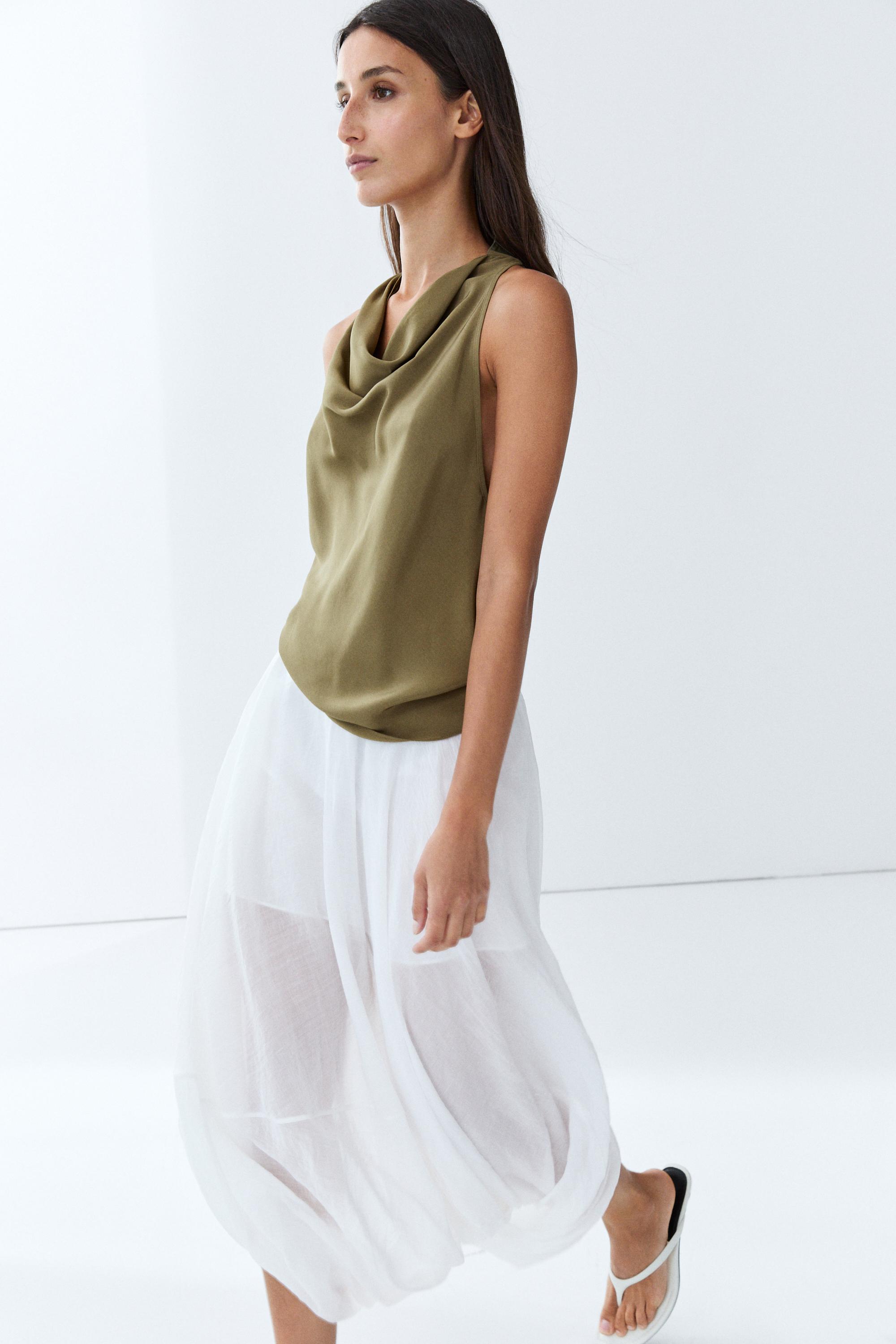 Draped halter top — GREEN