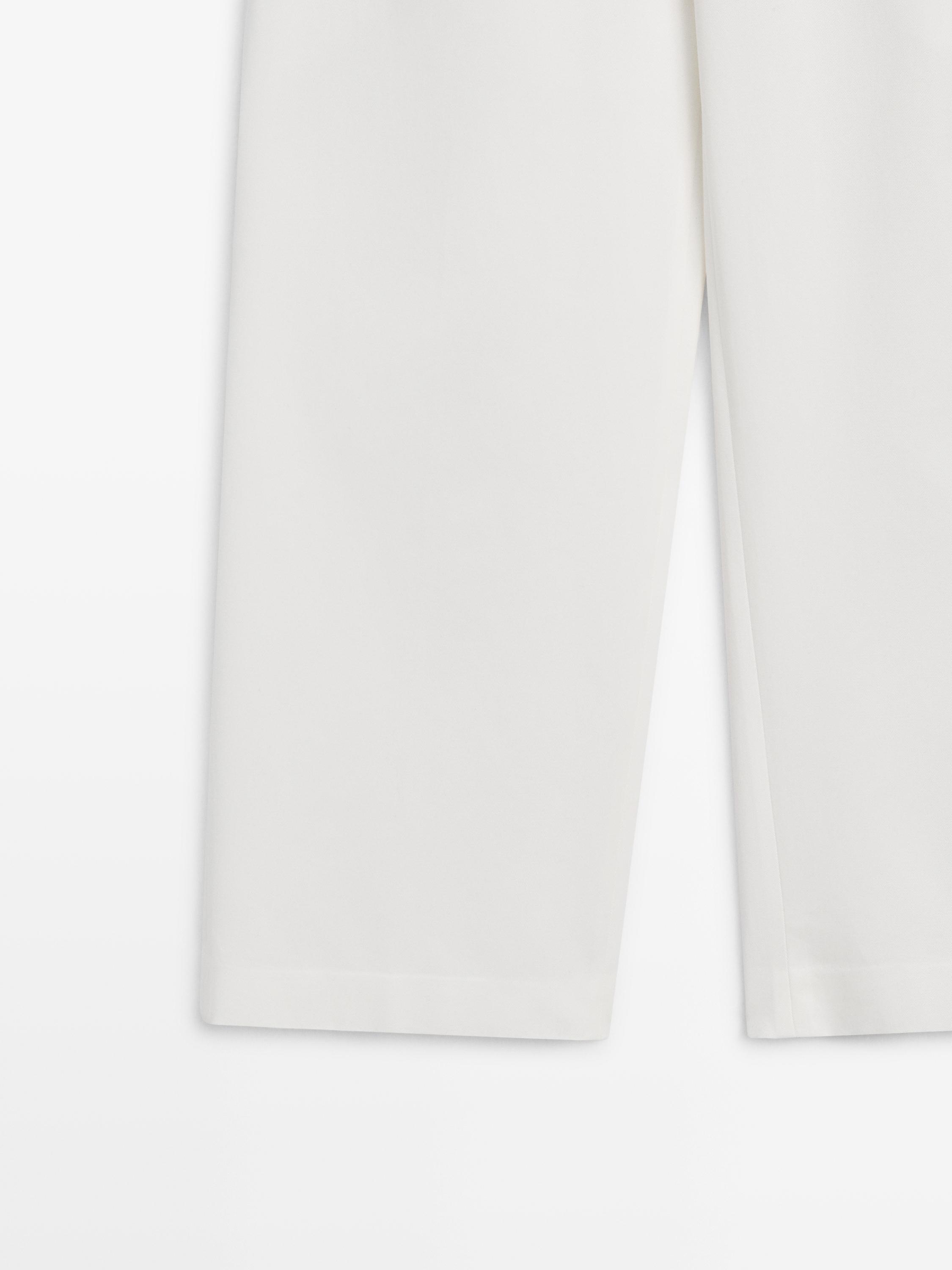 Darted cotton trousers — WHITE