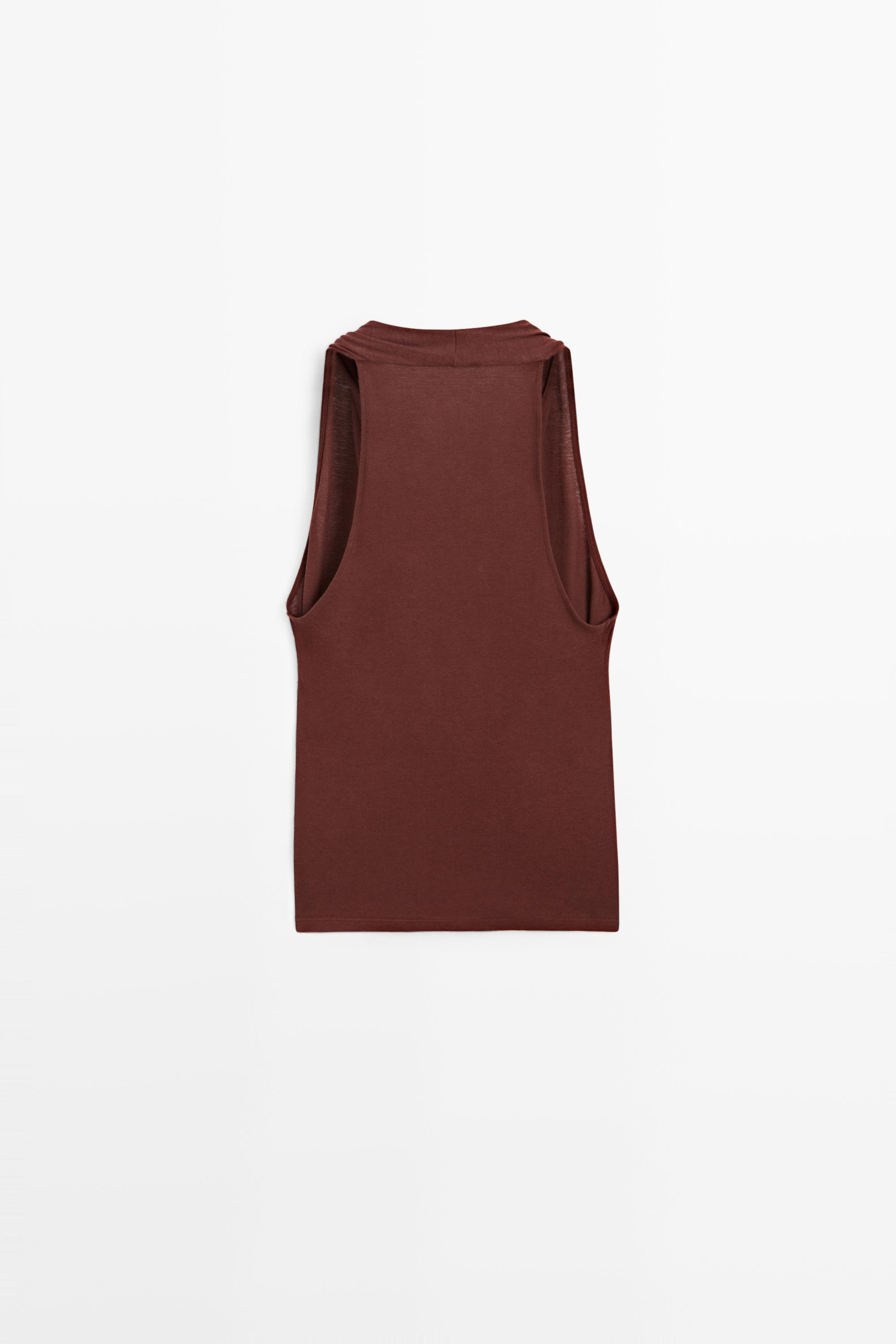100% cotton draped surplice top — BURGUNDY