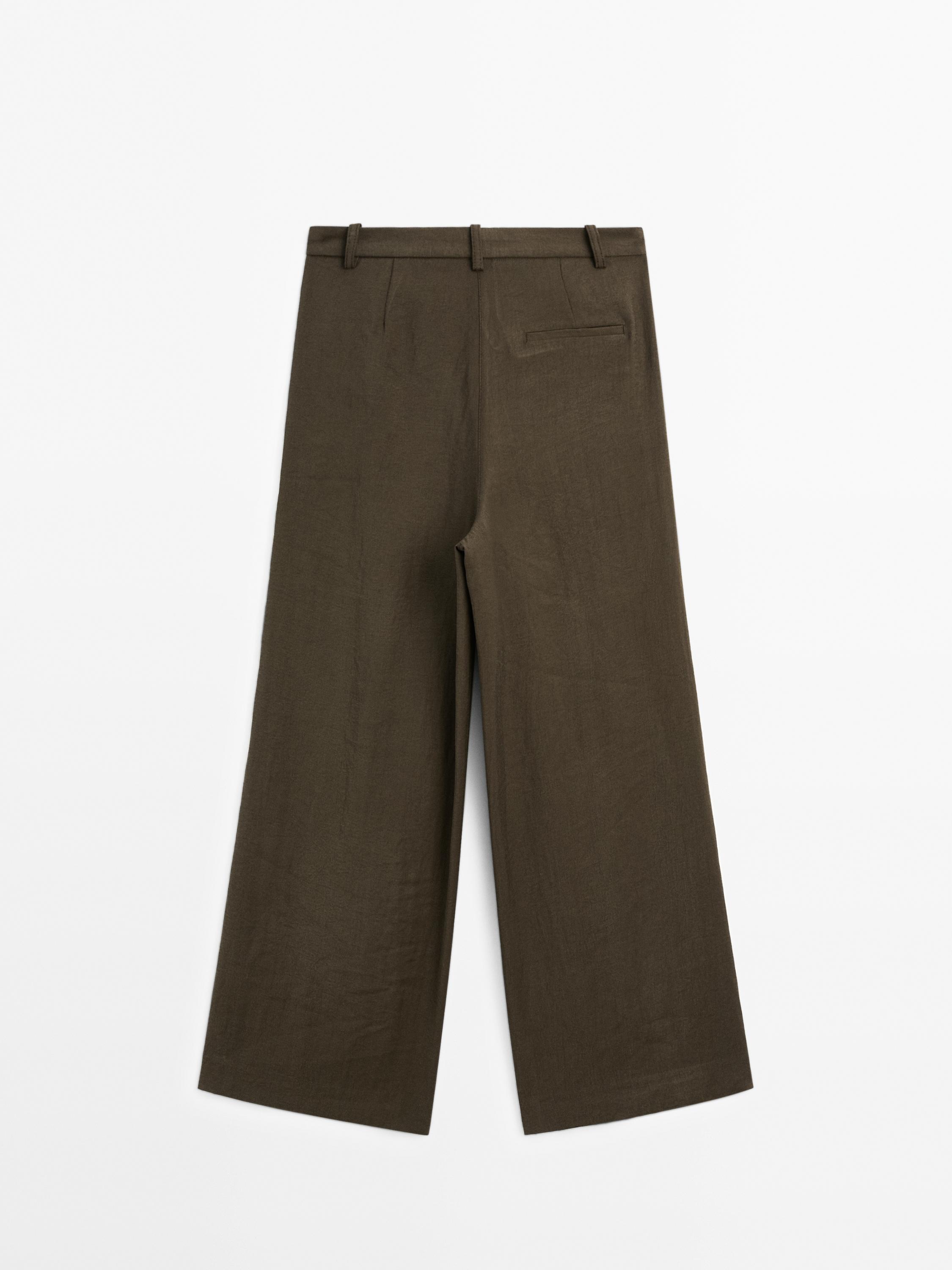 Wide-leg cropped trousers with darts