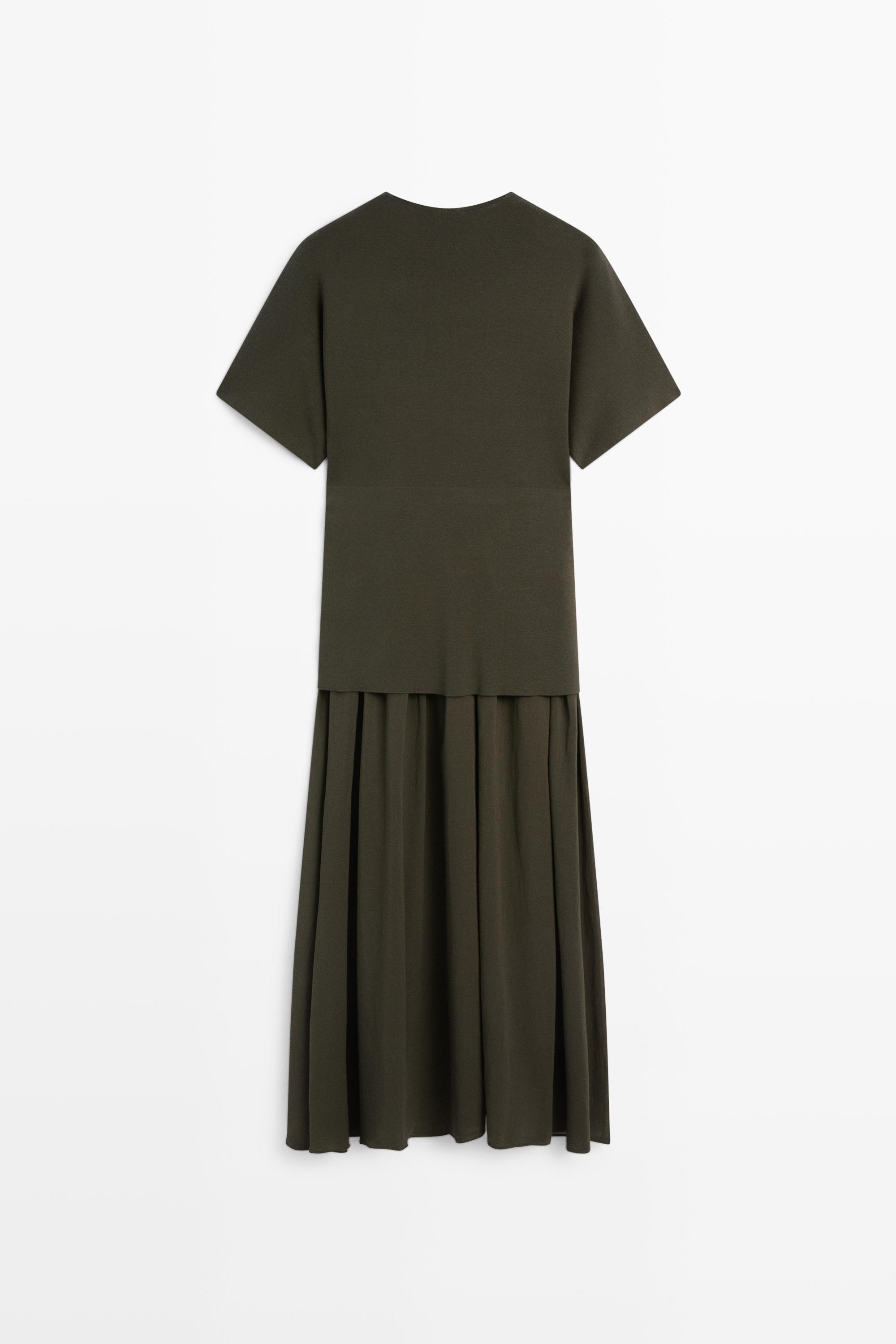 Combined midi dress — GREEN